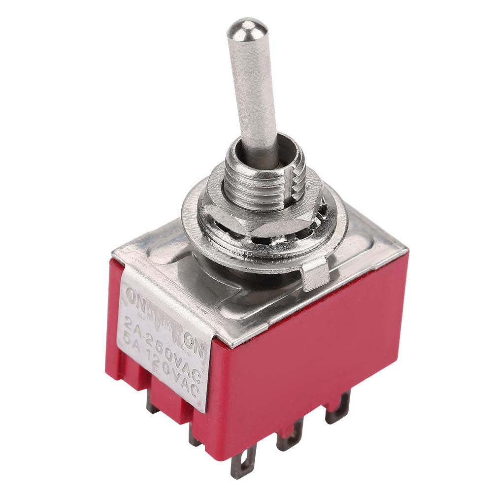 2 Position Toggle Switch, 5Pcs ON-ON 2 Position Toggle Switch 3PDT 9 Pin 6Mm 2A/250VAC 5A/120VAC image number 1
