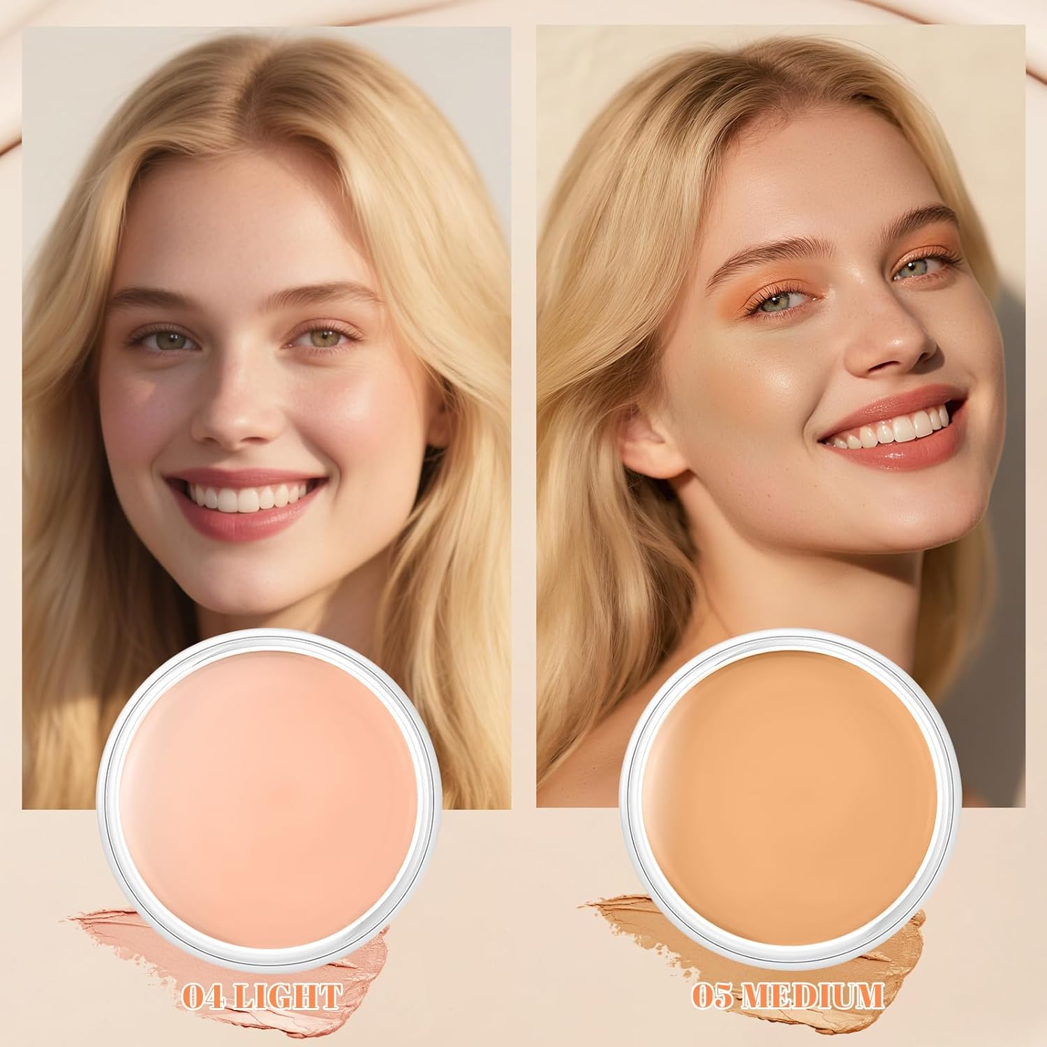 DAGEDA 2 Colors Tattoo Cover up Makeup, Long-Lasting Face Body Concealer, Invisible, Natural, Waterproof Tattoo Cover Makeup with Concealer Brush(04+05) image number 4