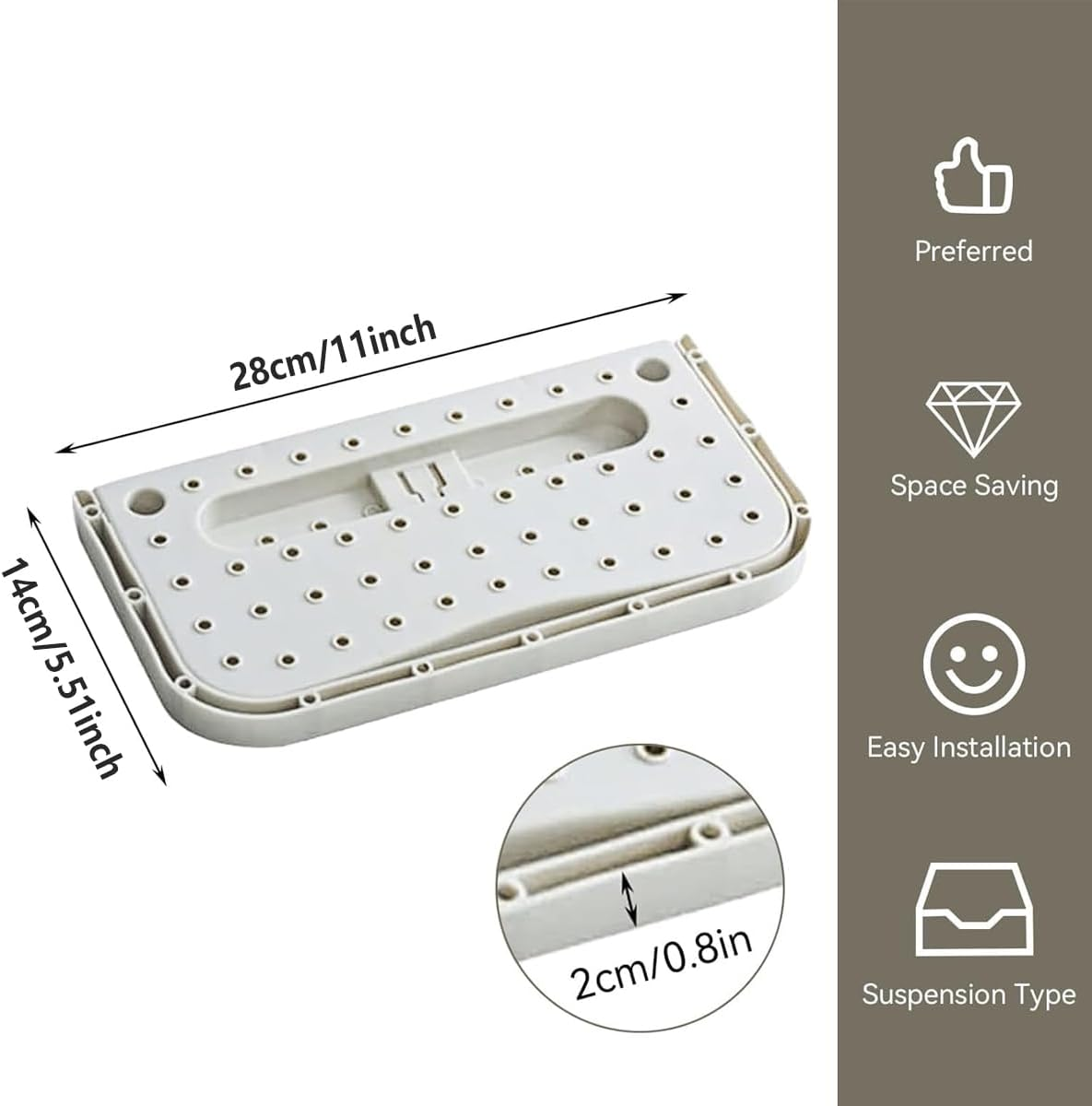 AIMALL 8Pcs Non-Perforated Wall-Mounted Shoe Rack, Durable PP Plastic Bathroom and Living Room Shoe Storage Organiser, Adhesive or Nail Installation, 11X5.51 Inches image number 6