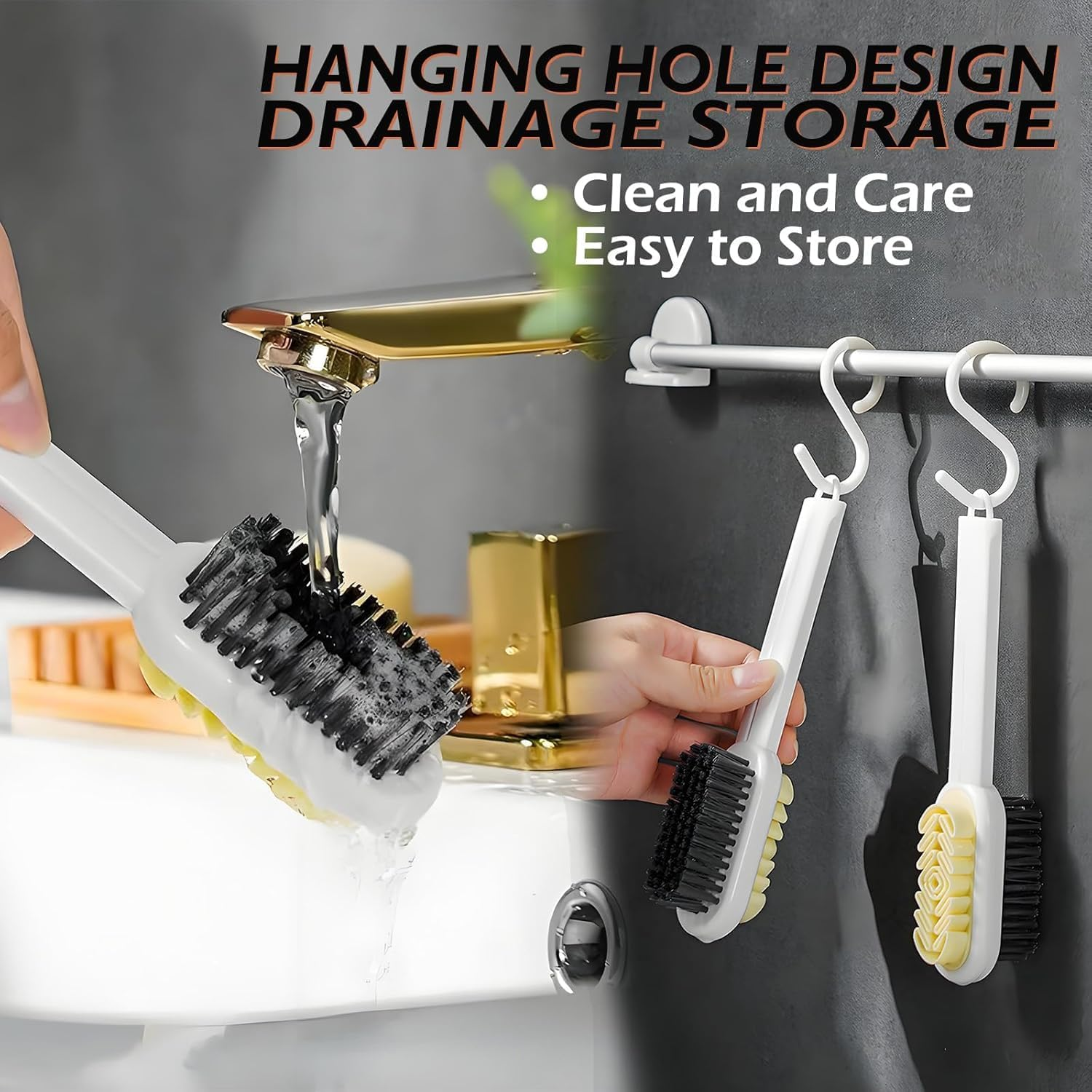 2 in 1 Scrub Suede Shoe Brush, 2-Sided Rubber Polish Eraser with Soft Bristle Brush for Suede Cleaner and Nubuck Brush, Portable Leather Shine Cleaning Brush for Boots Handbag Coat Pans Sofa Furniture image number 4