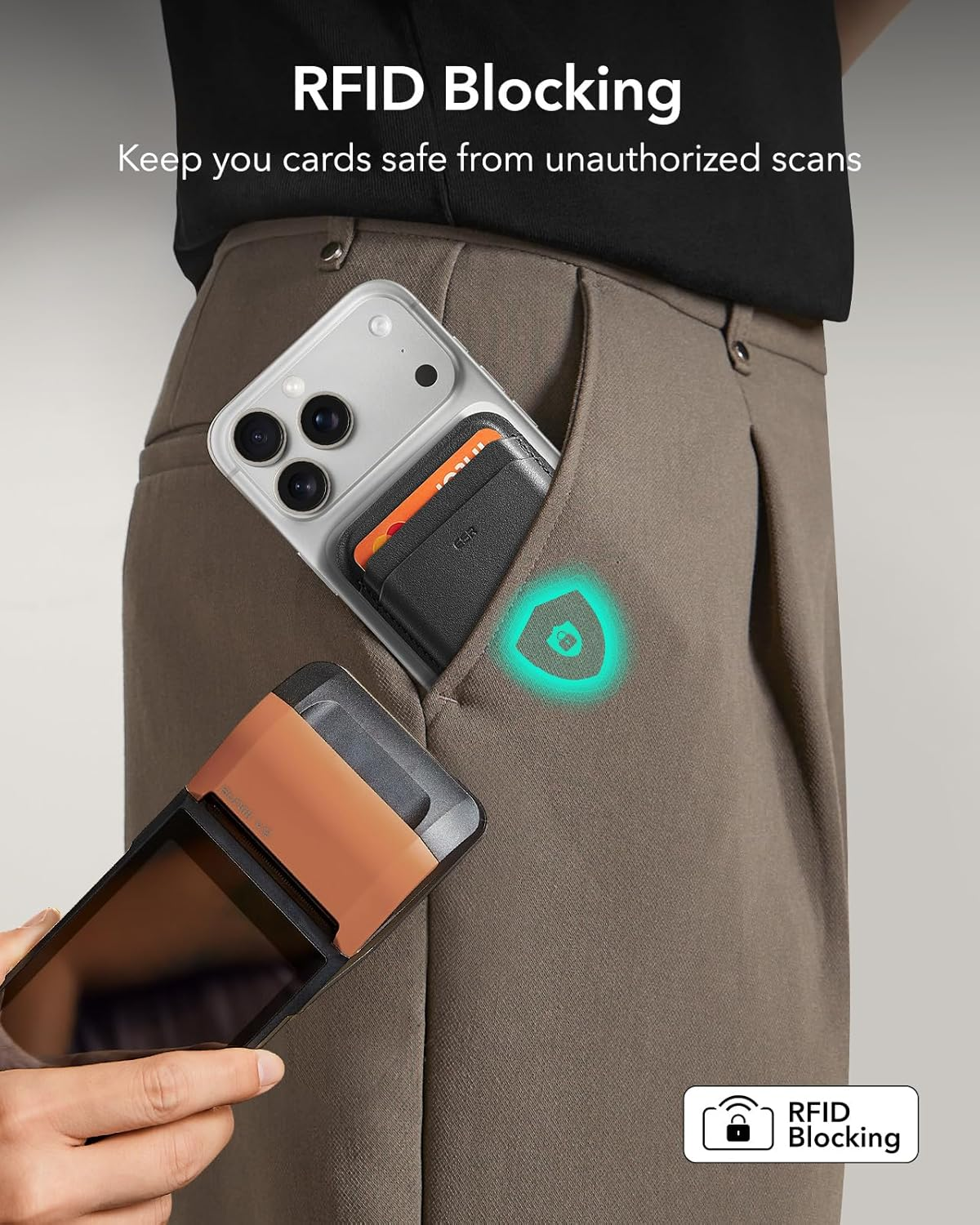 ESR for Magsafe Wallet, 5-Card Holder with RFID Blocking, Magsafe Sticker Included, Slim Magnetic Wallet for Iphone 17/16/15/14/13/12 Series and Selected Samsung Devices, Not for 13/12 Mini, Black image number 2