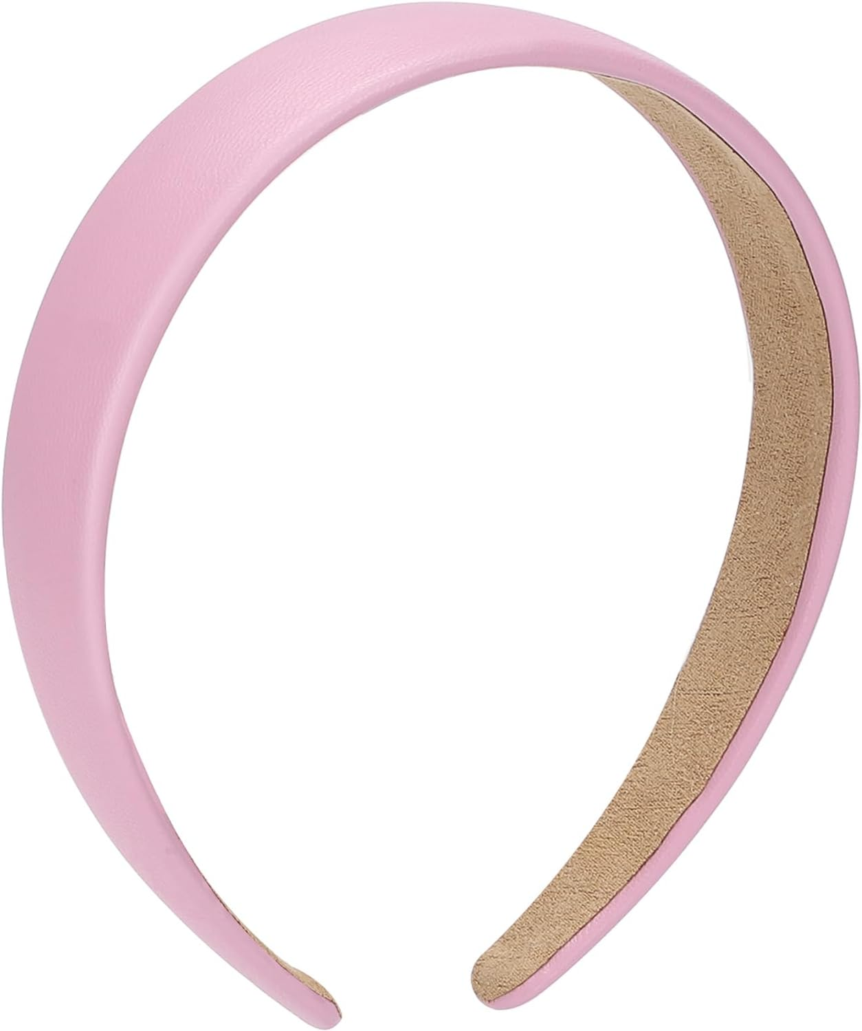Wantgor 1 Inch PU Leather Headband, Wide Padded Hairband Fashion Hair Bands Cute Womens Headbands Holiday DIY Hair Accessories (Pink) - Pink image number 6