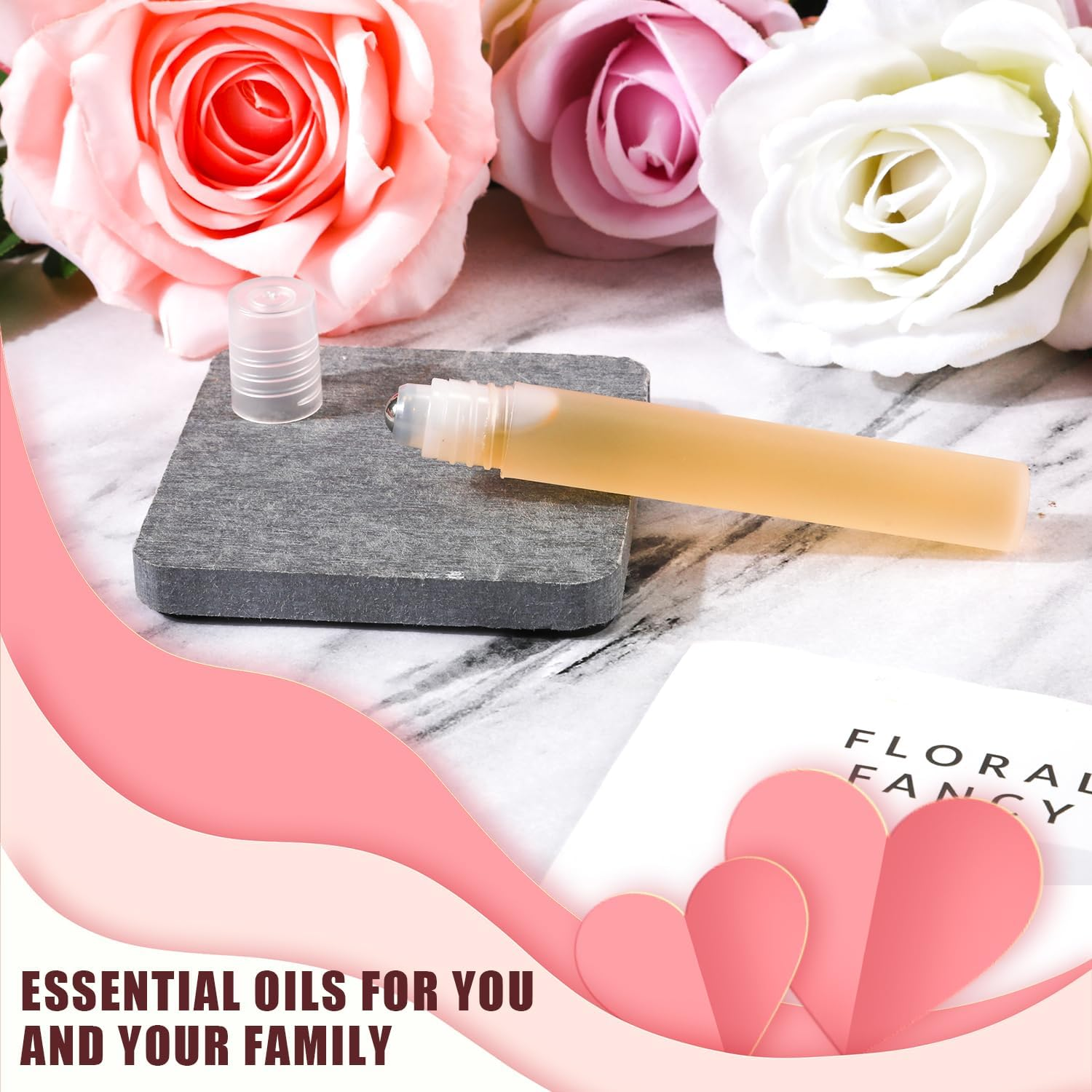 XIHIRCD 6Pcs Roller Bottles, 10Ml Potable Roller Containers with Dispenser Tube Refillable Cosmetic Matte Plastic Roller Bottles Essential Oil Roller Roller Ball Perfume Bottle for Travel