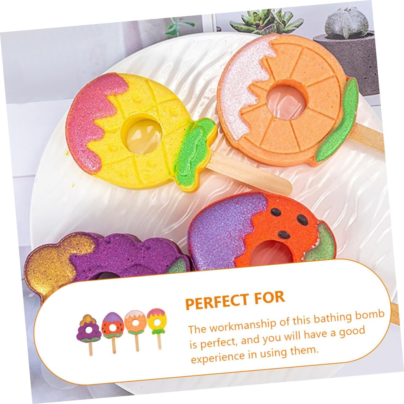 PLAFOPE 4Pcs Aroma Bath Salt Fragrant Fruit Shaped for Relaxing Soaks for Smooth Skin Fun image number 5