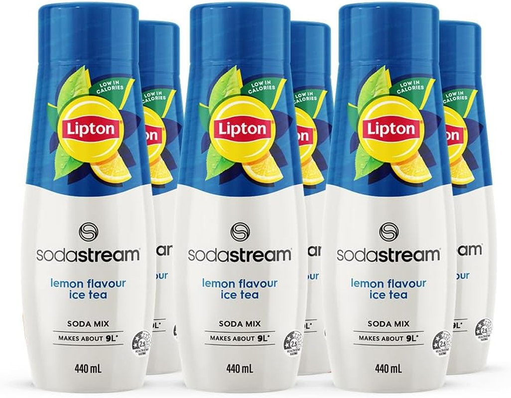 Sodastream - Lipton Iced Tea Peach No Sugar Soda Drink Mix | for Soda Makers; Turns 54 Litres of Fizzy Water into Delicious Lipton Iced Tea Peach No Sugar | Makes 216 Servings | 440Ml, Pack of 6