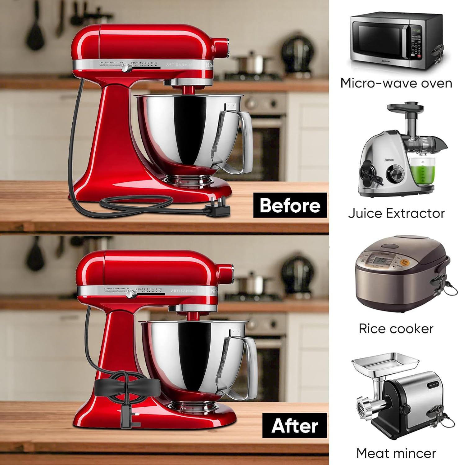 Cord Organizer for Kitchen Appliances 4 Pack Cord Wrap Cord Holder Cable Organiser for Mixer, Blender, Coffee Maker, Pressure Cooker, Air Fryer image number 4