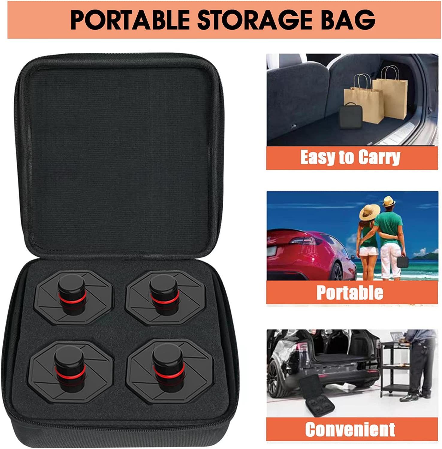 Torin Lifting Jack Pads for Tesla Model Y/S/3/X:Non-Slip Jack Pucks Tesla Accessories for Battery & Chassis Protection,4 Packs with a Storage Case,Atsls001B image number 5