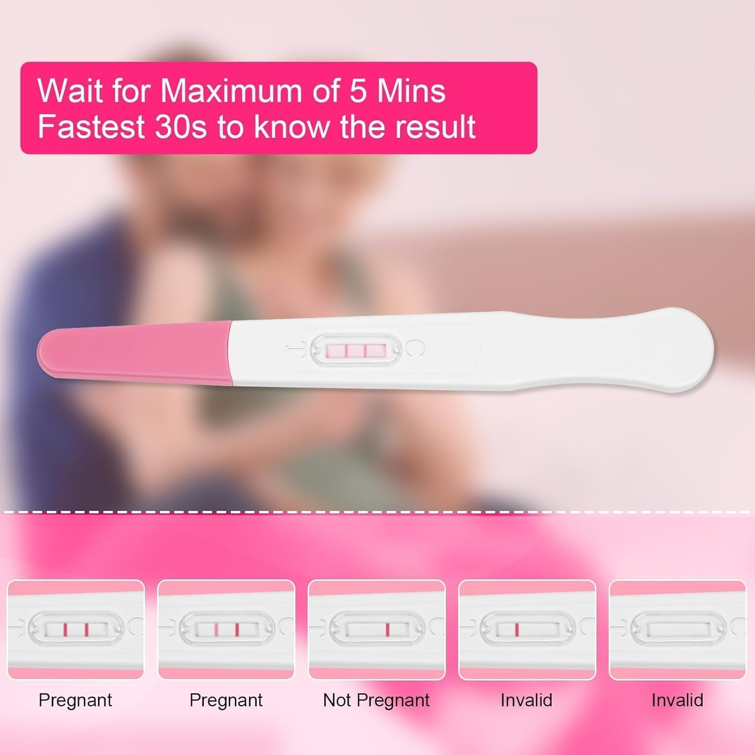 Pregnancy Tests Early Detection Home Test, over 99% Accurate Fast Results, Easy to Use, Detects Low HCG Levels, Box Early Pregnancy Home Detection HCG Pregnancy Tests Kit, 5 PCS image number 2
