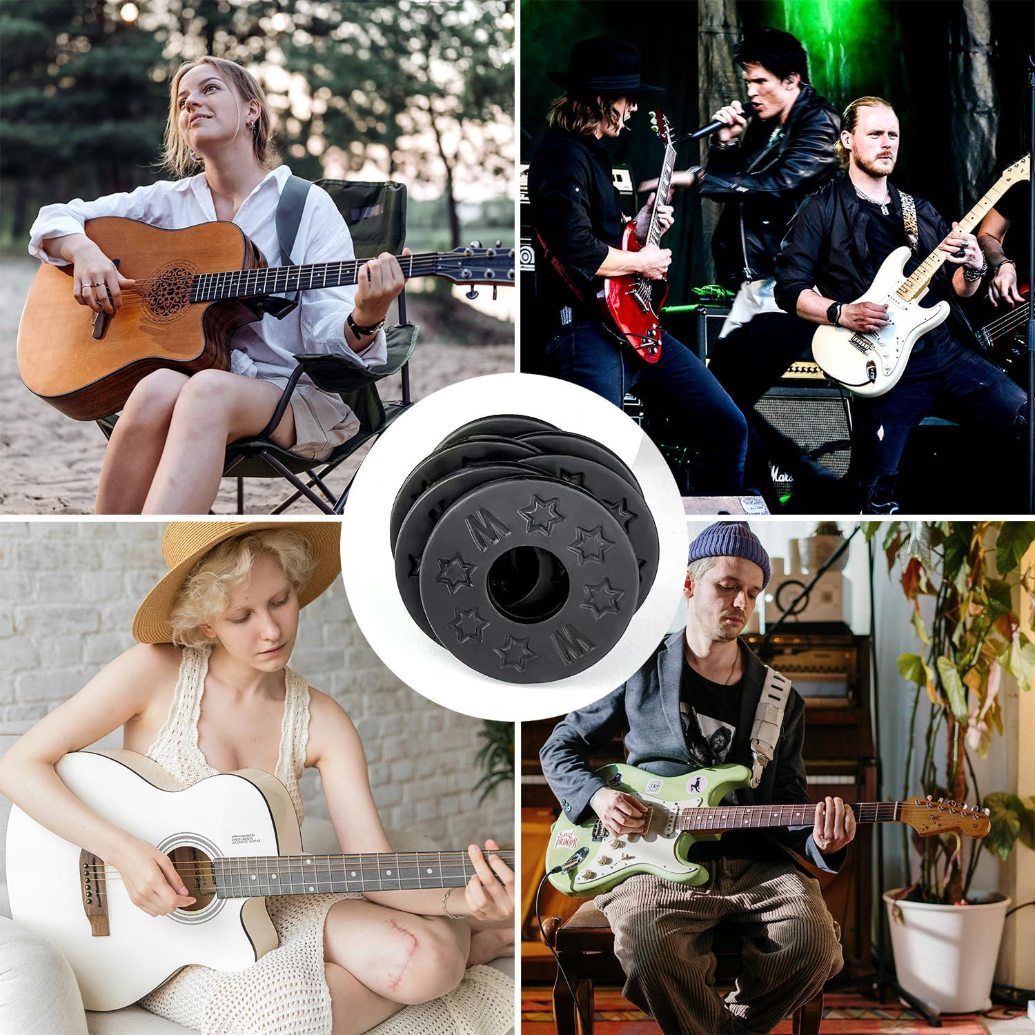 16 Pcs Guitar Strap Locks, Acoustic Guitar Strap Adapter for Electric, Acoustic & Bass Guitars, Strap Locks Compatible with Fender, Dunlop, Ernie Ball & More (Black)