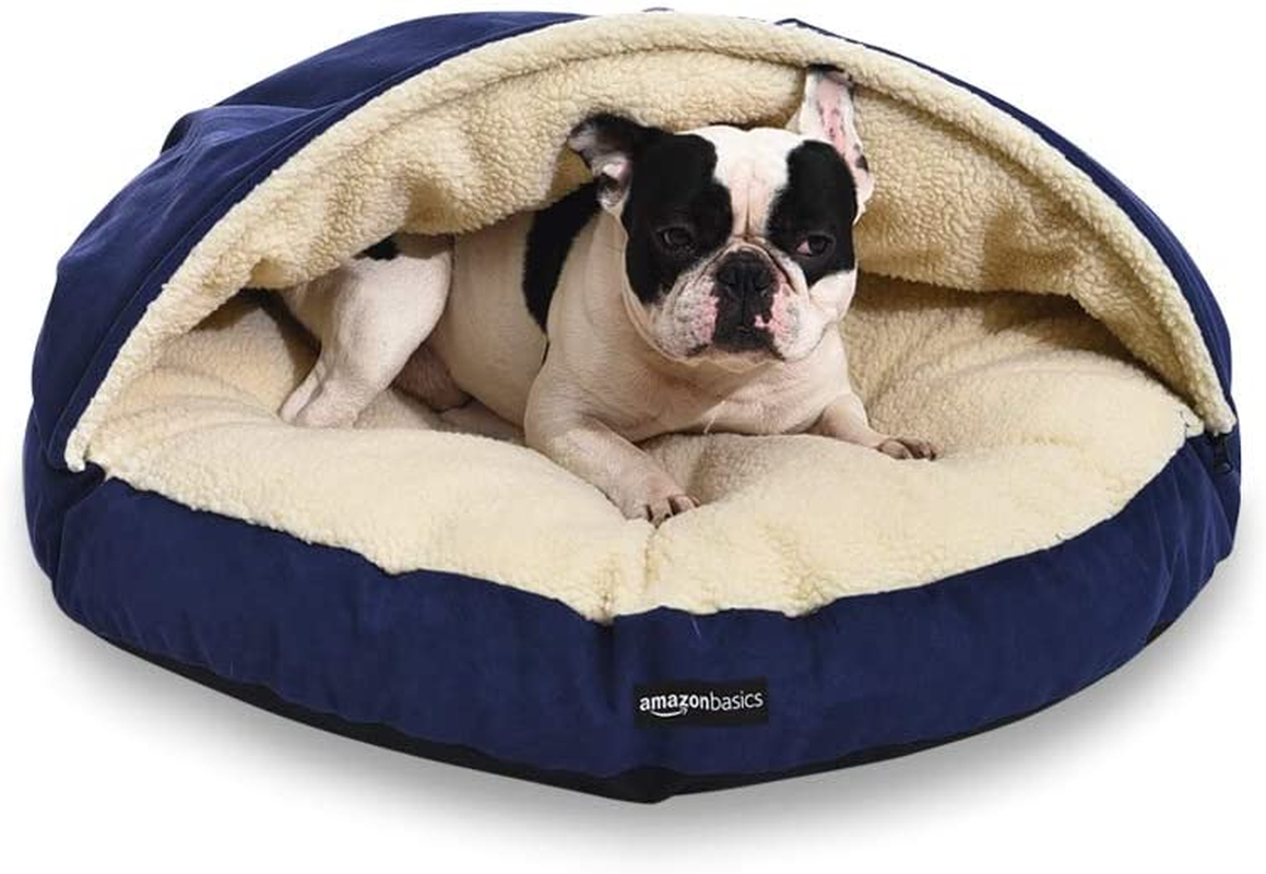 Amazon Basics Cozy Pet Cave Bed, Medium, 76 X 76 X 32 Cm, Blue