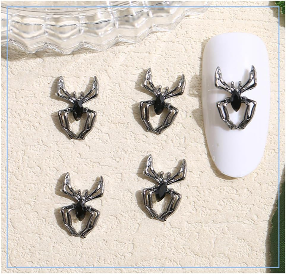 3D Halloween Spider Nail Art Pendants Crystals Diamonds Rhinestones Alloy Gothic Black Red Nail Accessories for Women Nail Art Decoration Craft Jewelry DIY (6 Styles) image number 4