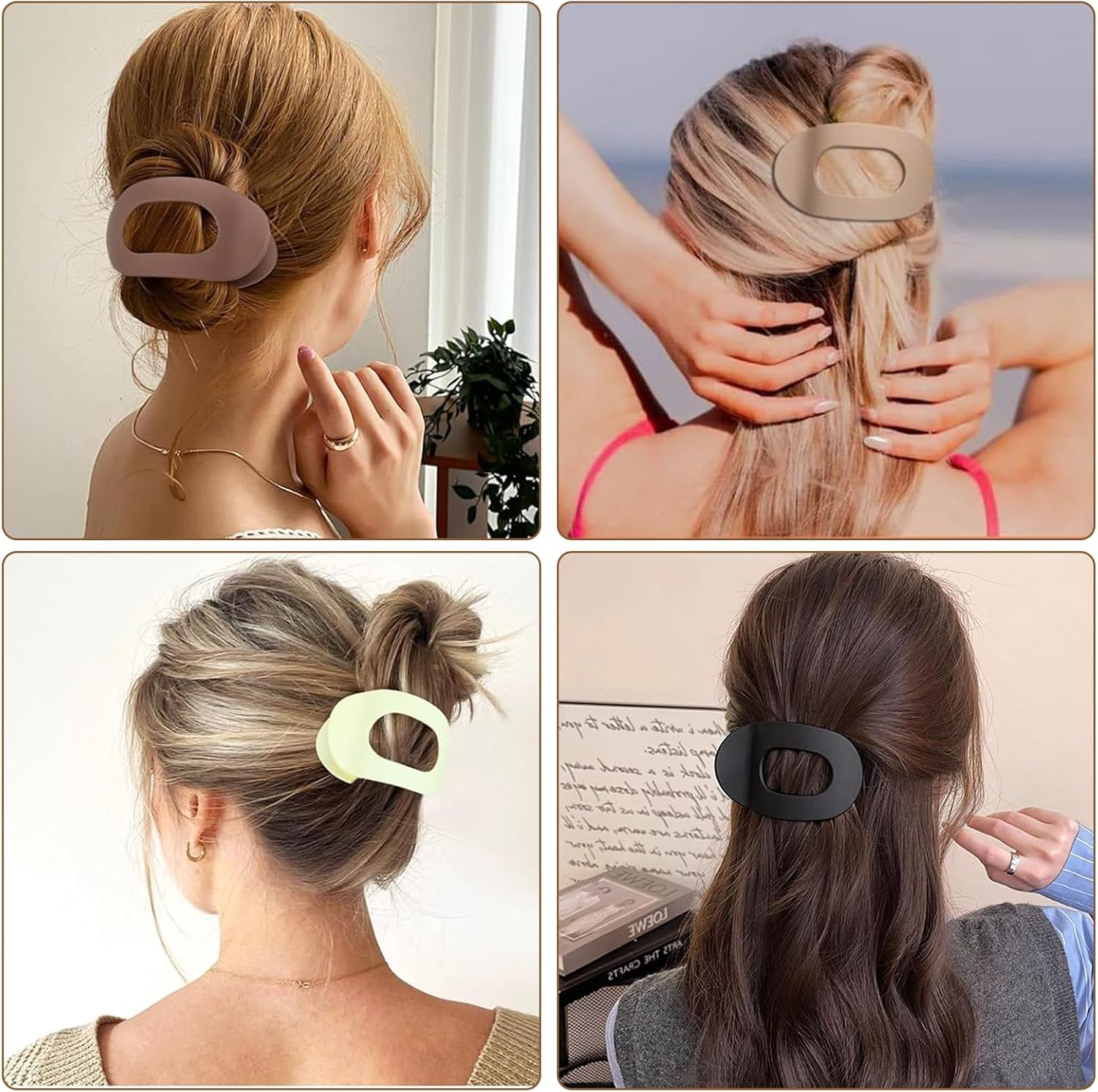 Set of 6 Hair Clips for Women Flat Hair Clips Women'S Hair Clip Inner Teeth Matte Strong Hold Side Curved Design for Thick and Thin Hair Lying and Driving image number 3