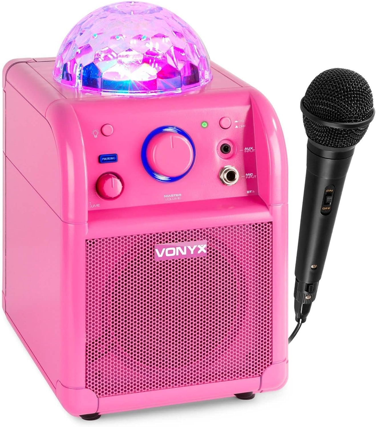 Karaoke Machine Microphone Bluetooth Portable Party Speaker Pink LED Light Kids SBS50P image number 3