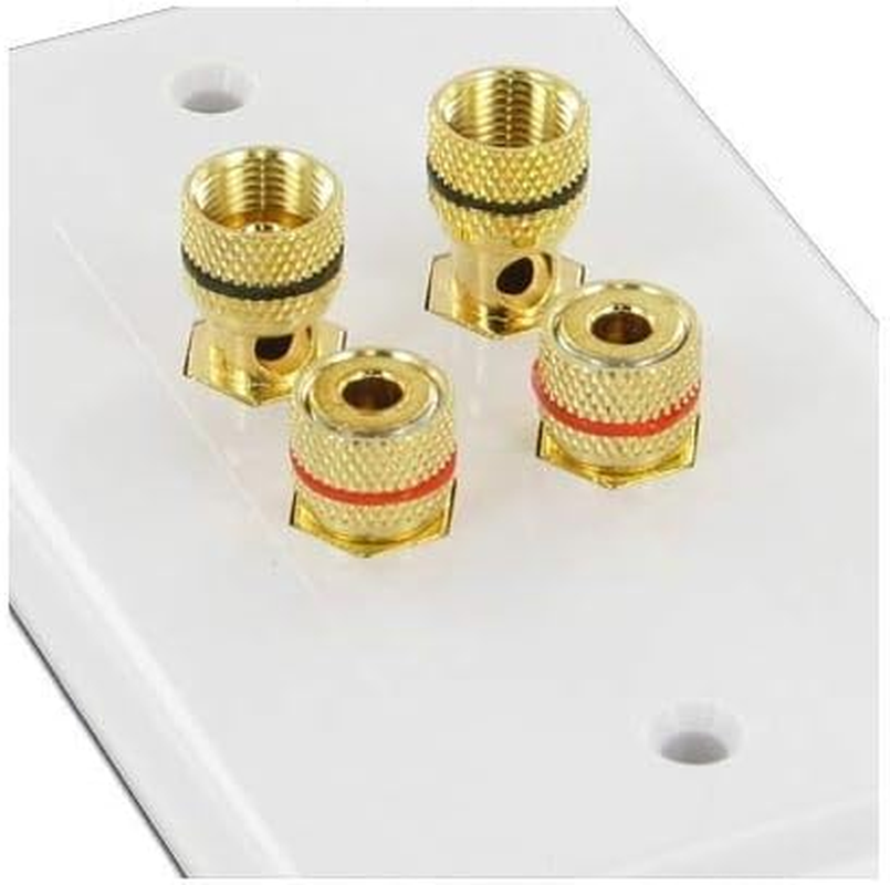 Selby Budget 2 Speaker Cable Wall Plate Wallplate DIY Home Theatre Hi-Fi White image number 1