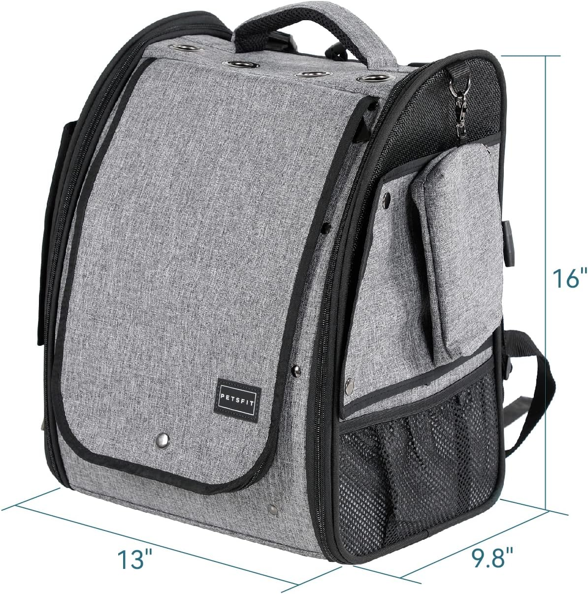 Petsfit Bird Carrier Medium Size with Stainless Steel Bowl, Parrot Backpack Includes Slide Tray for Easy Cleaning, 13" X 10" X 16" - Grey A image number 2