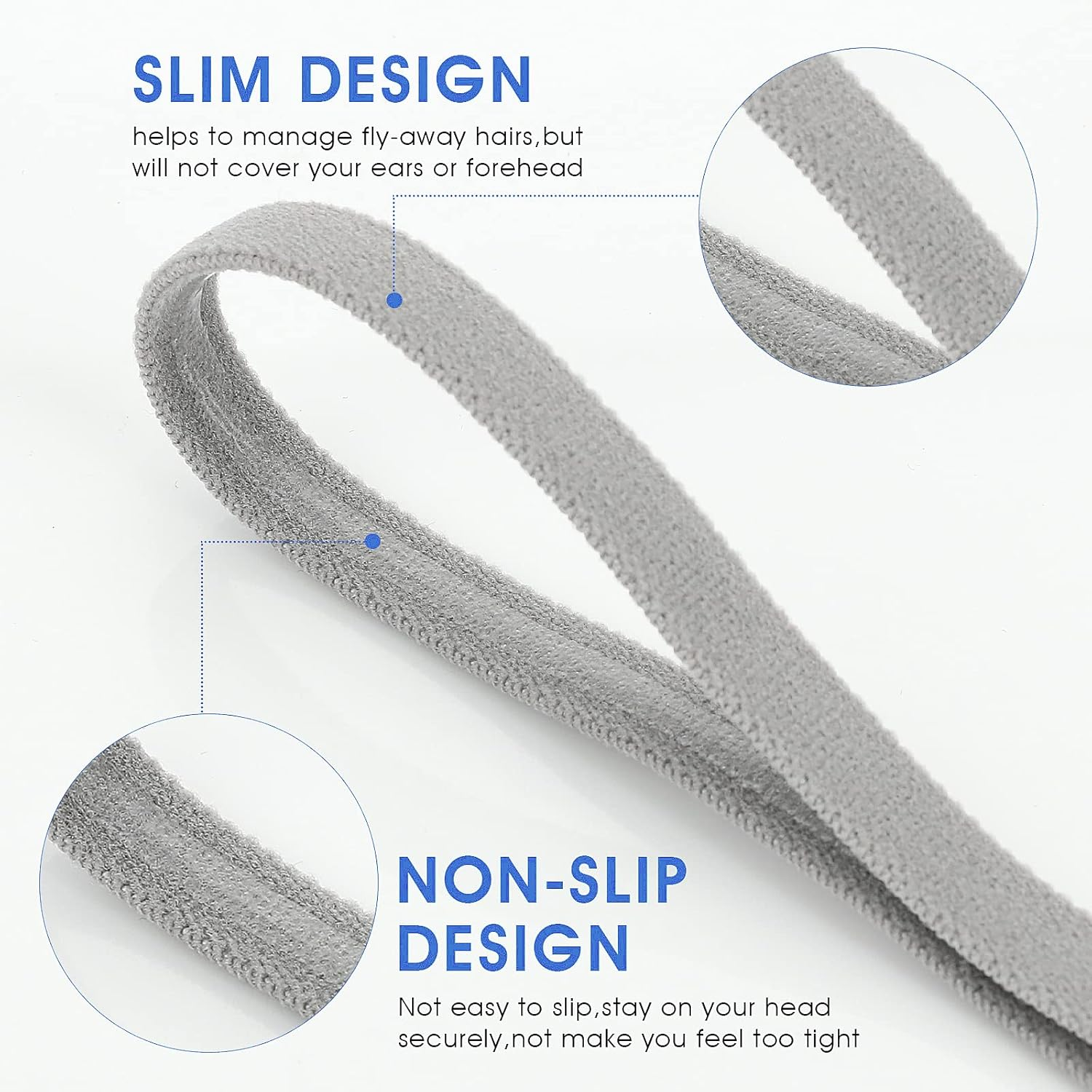 WLLHYF Headbands Hair Bands 3 Pieces Soft Non-Slip Black White Small Ties Thin Hairband Long Elastic Bandana Sports Running Yoga Hairstyling Headwear for Women Men image number 4