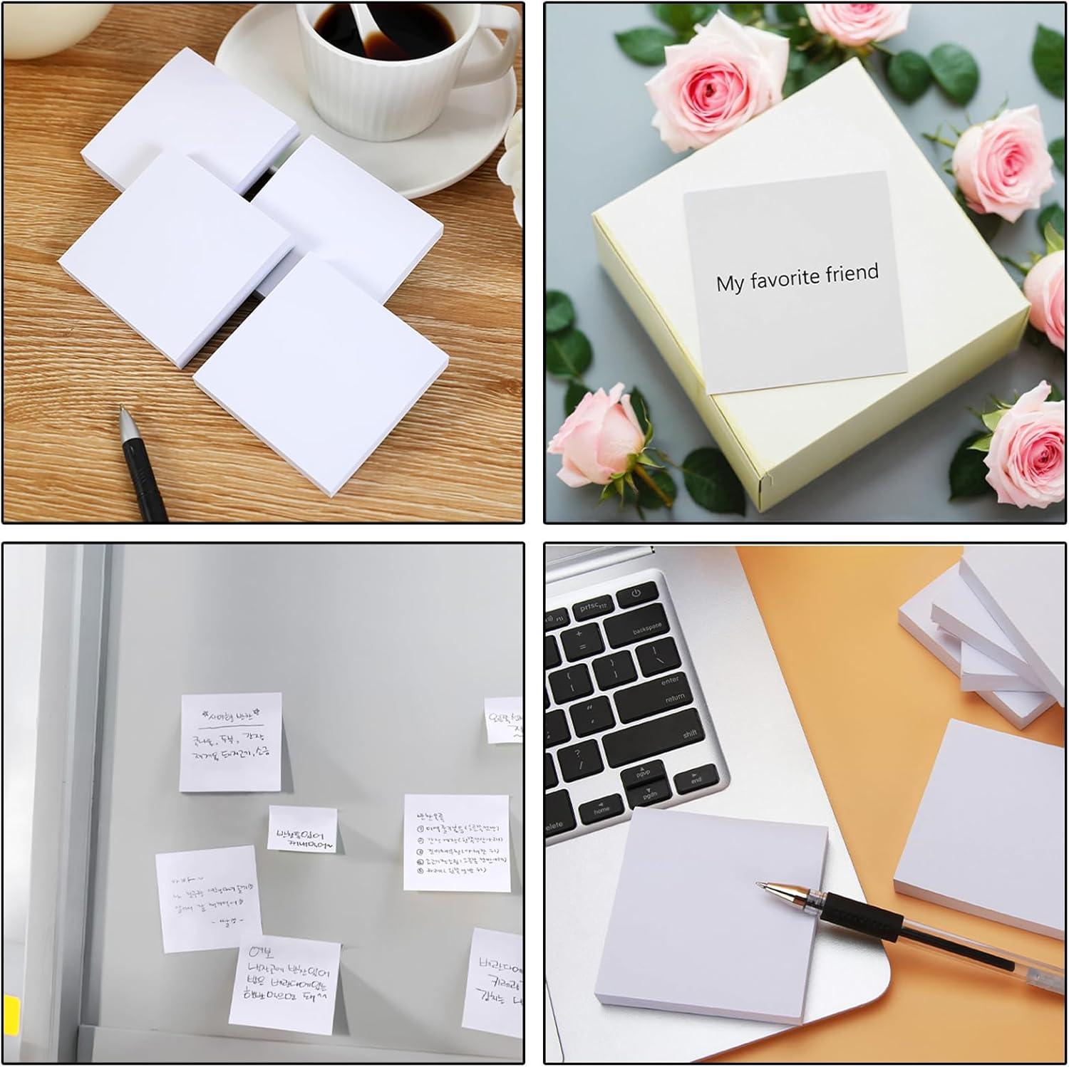6 Pack White Sticky Notes - 3X3 Inch Self-Adhesive Notepad Set for Office, School and Home Use - Easy Stick Reminder Pads for Organization, Studying, and Daily Tasks image number 1