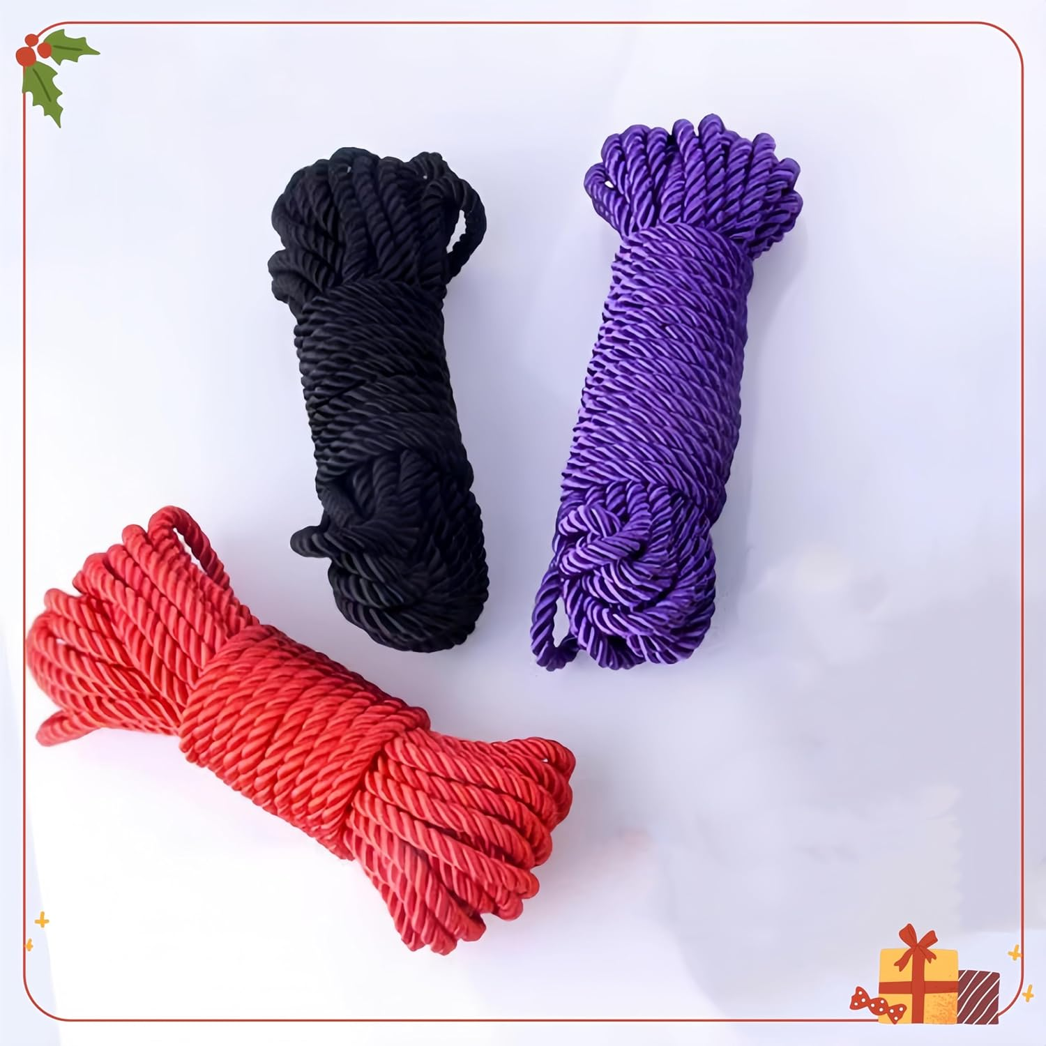 Soft Silk Rope, Wanfoou 3 Pack 32 Feet 8Mm Soft Silk Rope, Skin Friendly Twisted Trim Rope Nylon Twisted Cord, Braided Twisted Silk Ropes for Decorative Twisted Satin Shiny Cord Rope image number 4