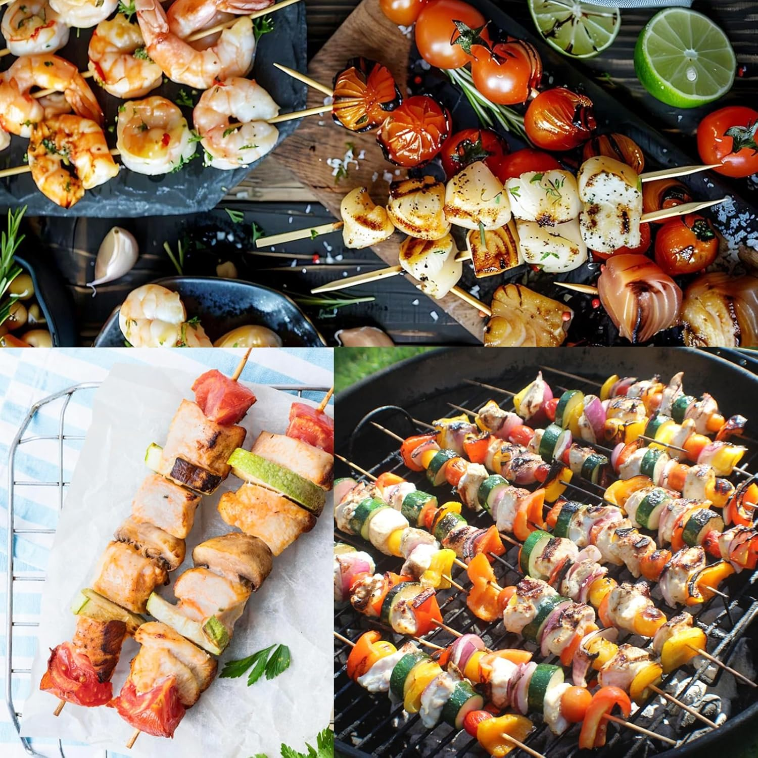 Bamboo Skewers (50 Pack), 14 Inch Wooden Kabob Skewers for Grilling, 5Mm Sturdy Bamboo Kebab Skewer Sticks Shish Kabob Wood Grill Skewer for Barbecue, Appetizers, Food, BBQ Meat, Long Toothpicks image number 5