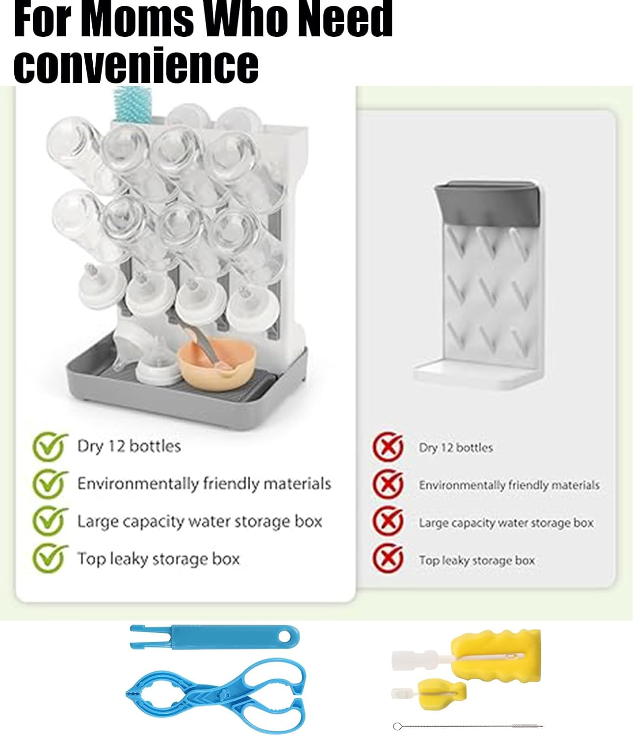 Vertical Baby Bottle Drying Rack， Dish Racks and Kitchen Accessories, Bottle Organizer Baby Storage，Pump Parts,Pacifiers or Brush Stand image number 5