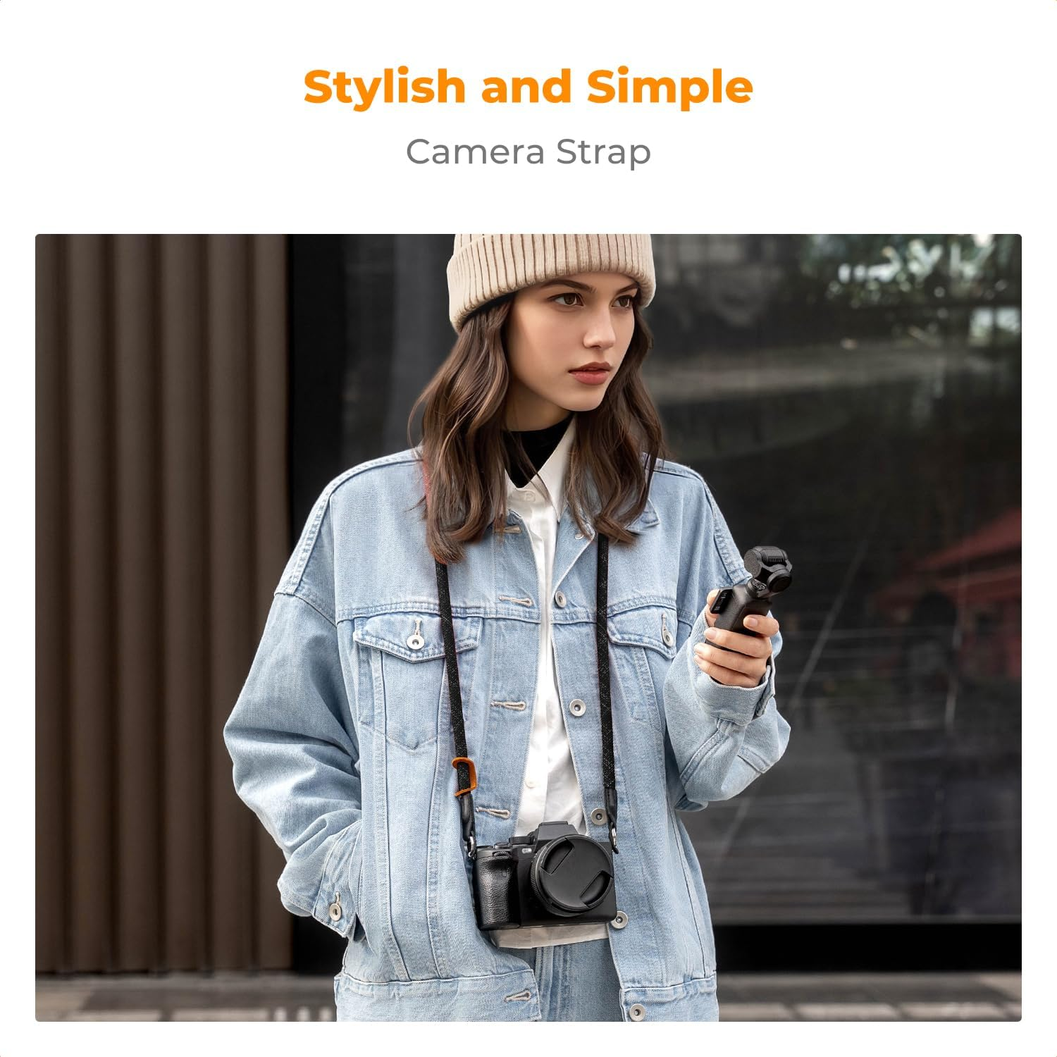 K&F Concept 100Cm Camera Neck Strap, Braided Nylon Climbing Rope with Leather Pad Camera Strap for round Hole Interface DSLR SLR Mirrorless image number 1