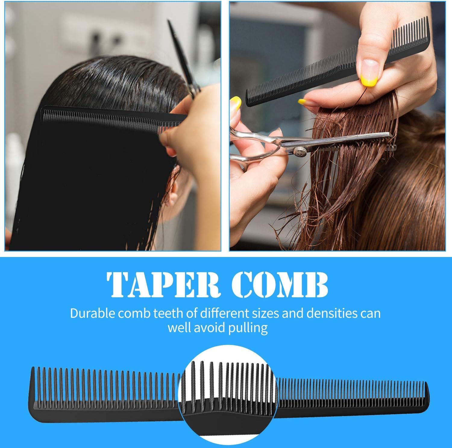Boao 6 Pieces Tapered Comb Carbon Fiber Salon Hairdressing Fine and Wide Tooth Comb Heat Resistant Tapering Barber Stylist Cutting for Men Women(Black) - Pink image number 3