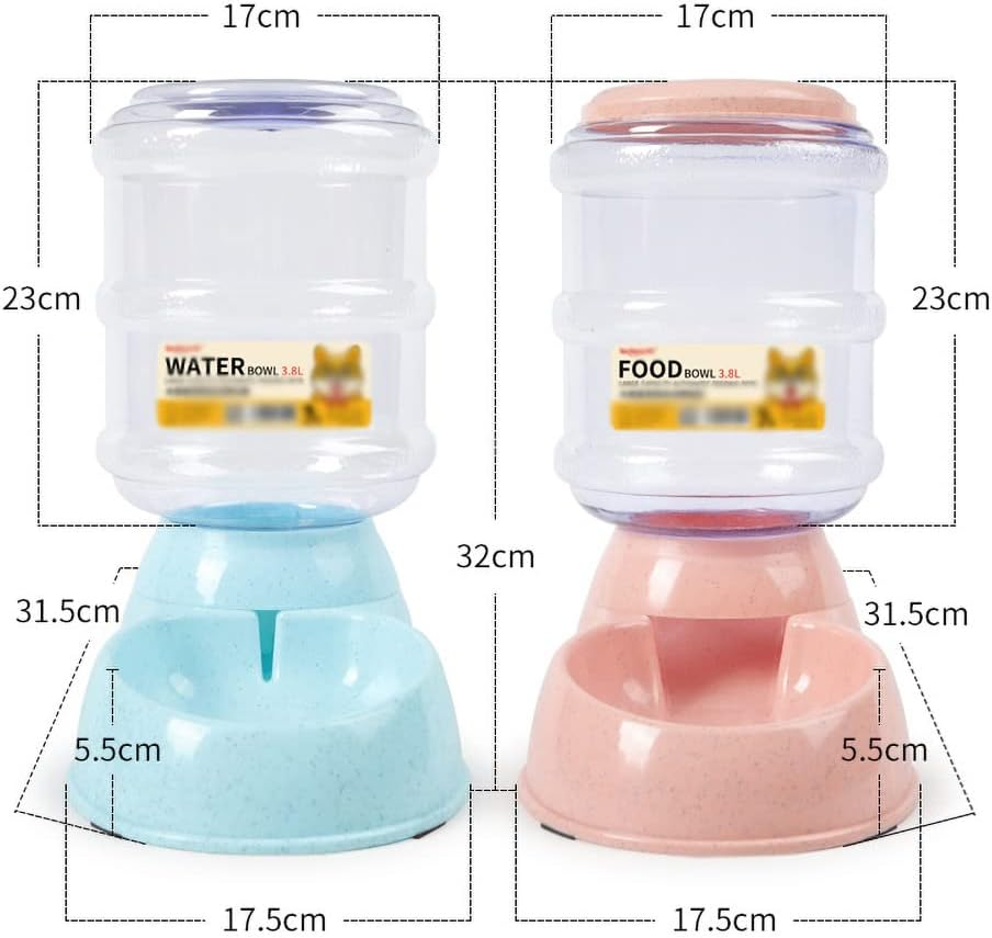 Automatic 3.8L Blue Food Dispenser Pet Dog Cat Puppy Dispenser Feeder Bowl Bottle