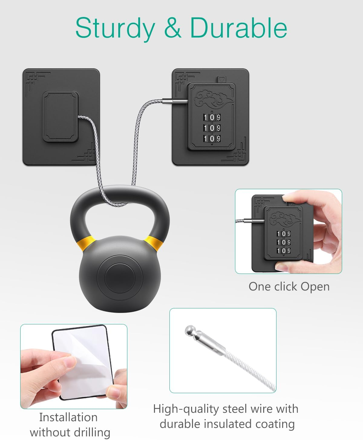 ORIA Refrigerator Lock, 2Pcs Child Proof Fridge Lock, Freezer Door Lock with 3-Digit Code, Child Safety Lock for Door, Drawer, Cabinet, Closet, Window, Easy Install No Keys No Drill Needed image number 1