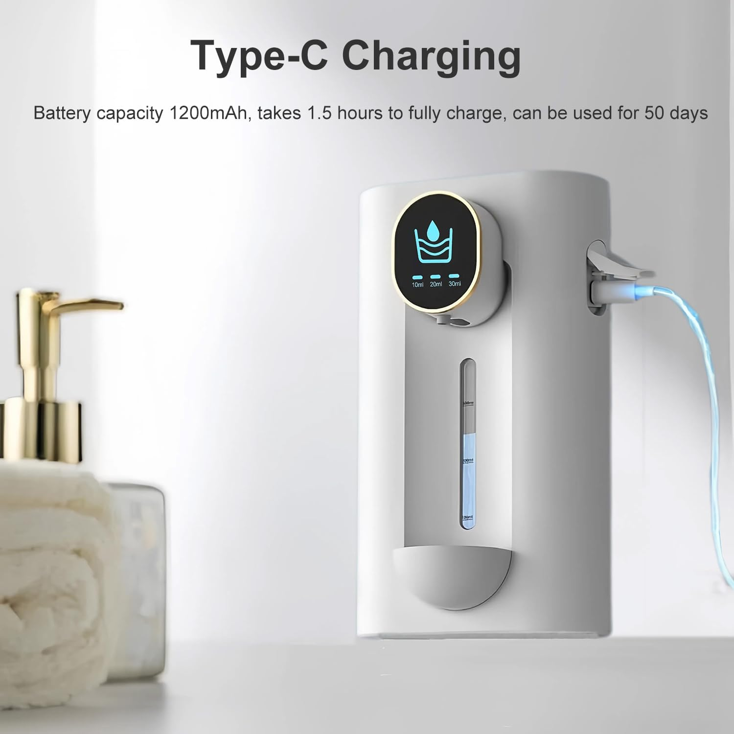 Mouthwash Dispenser, Automatic Touchless Mouthwash Dispenser for Bathroom, 3-Mode Adjustable, 540Ml Mouth Wash Dispenser with 2 Magnetic Cups, Wall Mounted, White image number 6