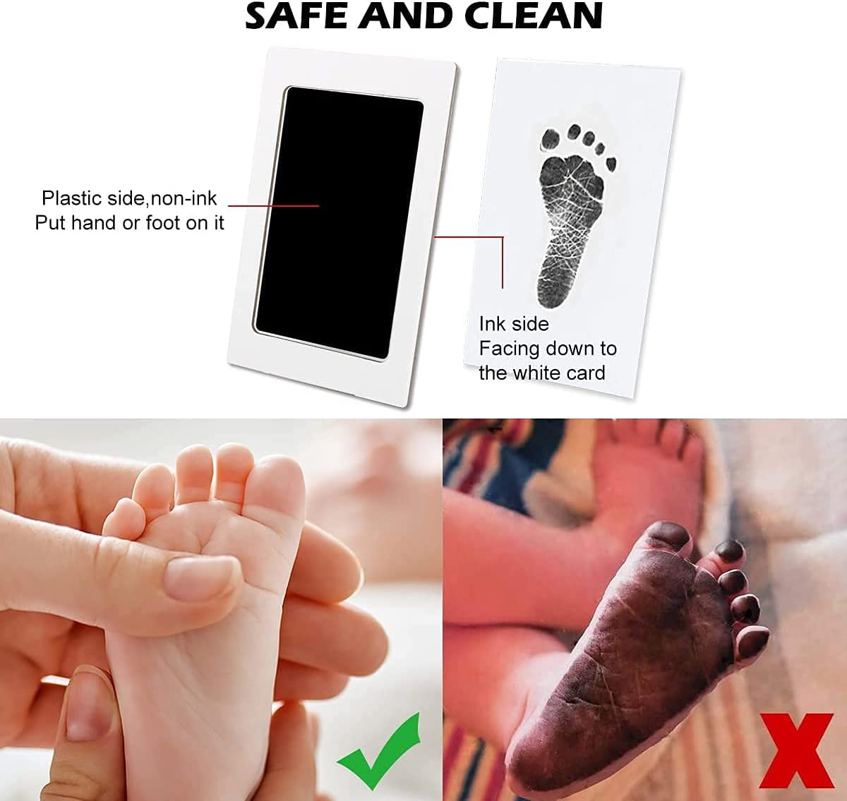 Inkless Baby Hand and Footprint Kit with 2 Ink Pads and 4 Imprint Cards, H HOME-MART Premium No-Mess Ink Pad for Baby Footprint Kit,Dog Paw Print Kit,Dog Nose Print Kit,Safe and Non-Toxic Ink Inkless Baby Print image number 4
