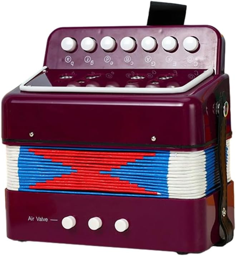 7-Key 2-Bass Accordion ABS Material Musical Instrument for Beginners Lightweight Button Accordion Hand-Eye Coordination Stage Performance