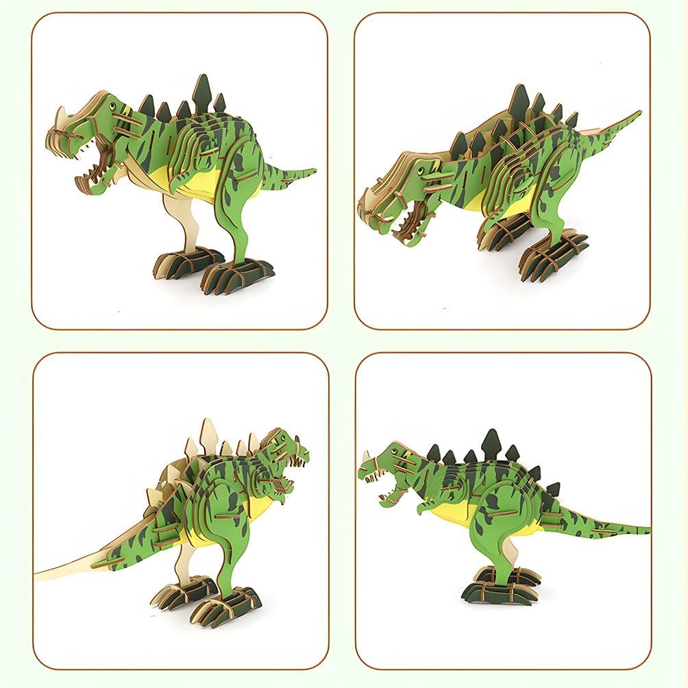 3D Wooden Puzzle T-Rex Dinosaur Tyrannosaurus Rex DIY Model Kit &ndash; 67Pcs Laser-Cut Snap-Fit Assembly, No Glue STEM Craft Home Decor Desktop Ornament Gift image number 1