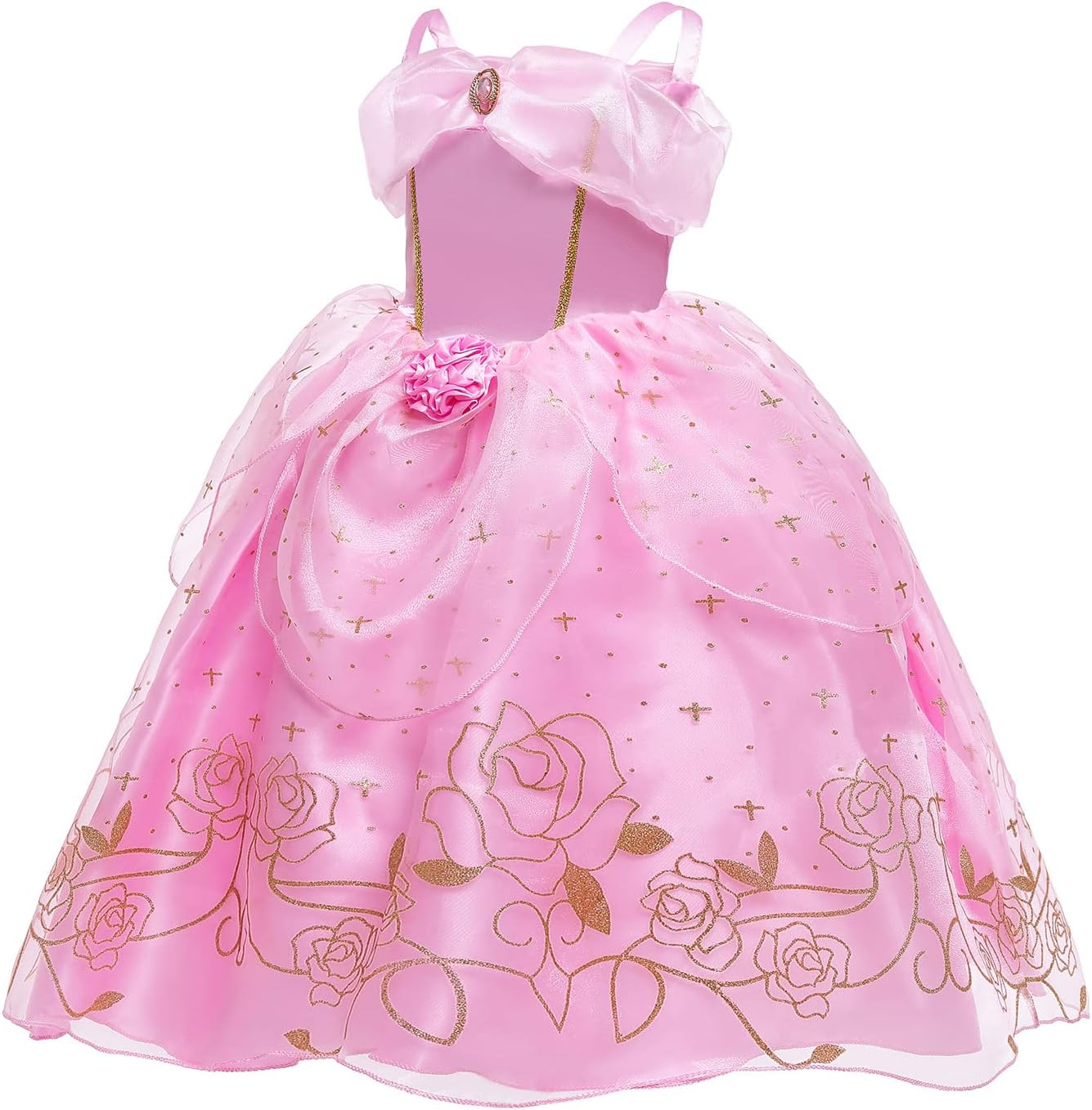 Princess Aurora Costume for Girls Birthday Party Outfit Halloween Cosplay Dress up with Accessories for 3-11 Years image number 3
