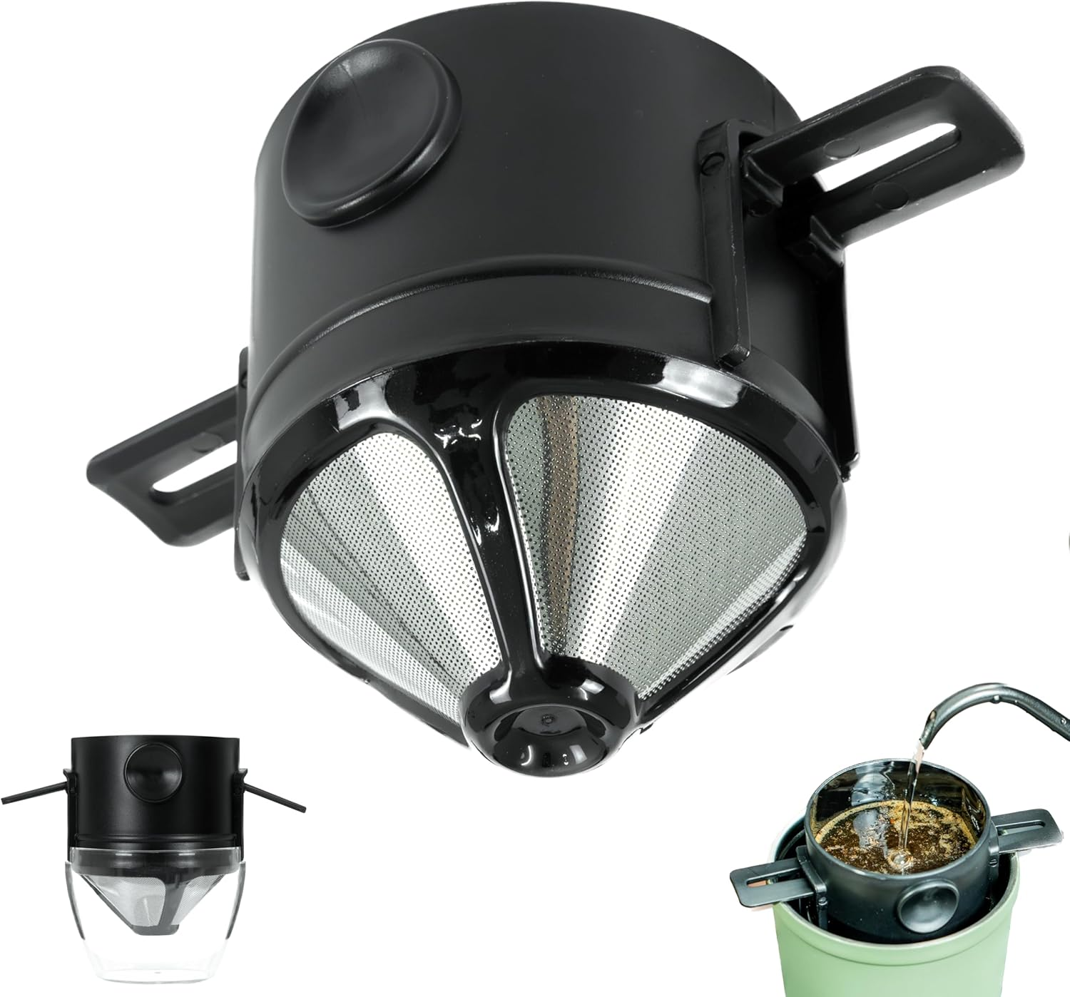 NEOUZA Pour over Coffee Dripper, Reusable Stainless Steel Coffee Filter, Portable Collapsible Paperless Coffee Maker for Camping, Travel, and Office Use (Dripper Only)