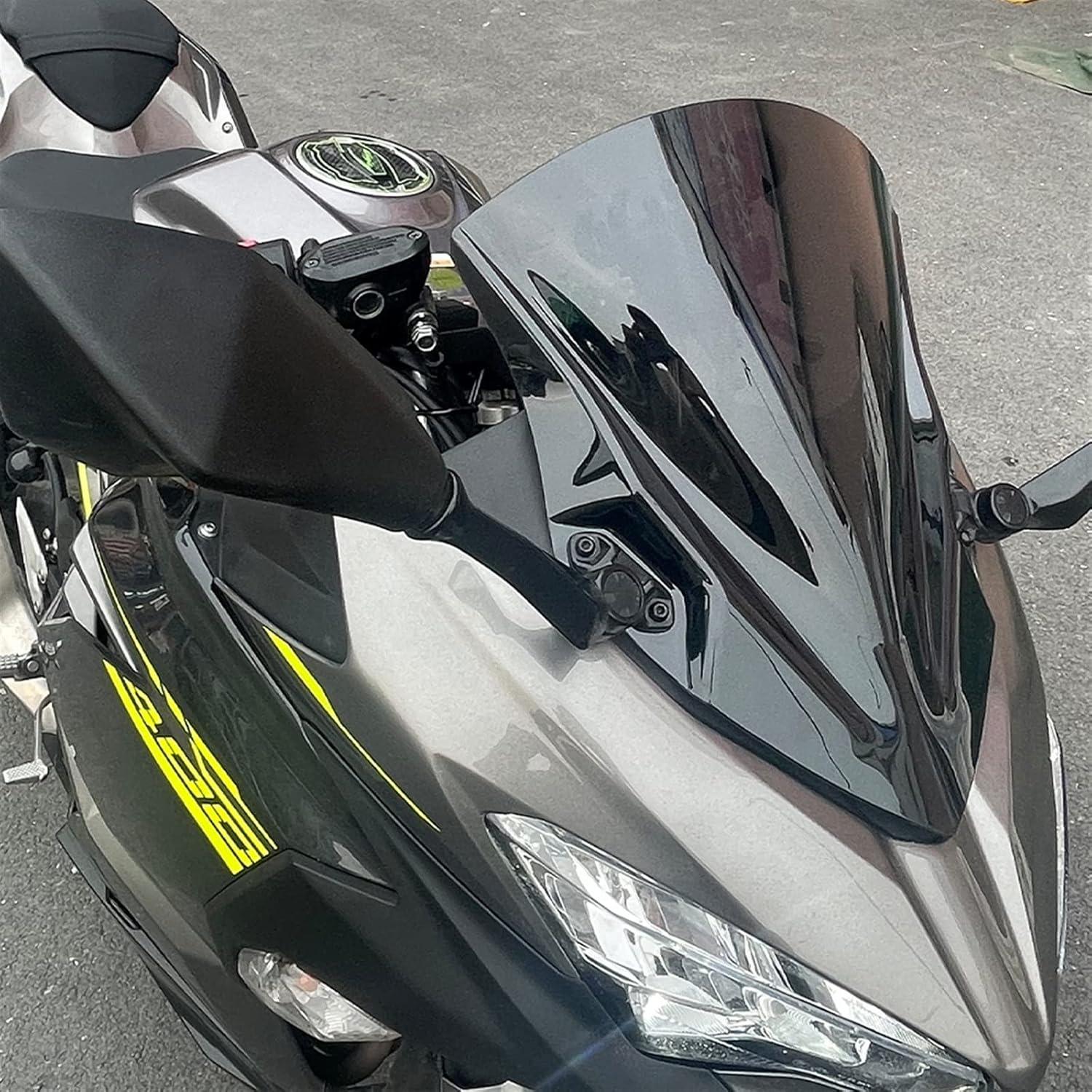 XINMINGYUE Ninja400 Motorcycle PC Plastic Windscreen Windshield Baffle Wind Deflectors Fit for Kawasaki Ninja 400 2018-2022 Headlights Motorcycle(Black) image number 5