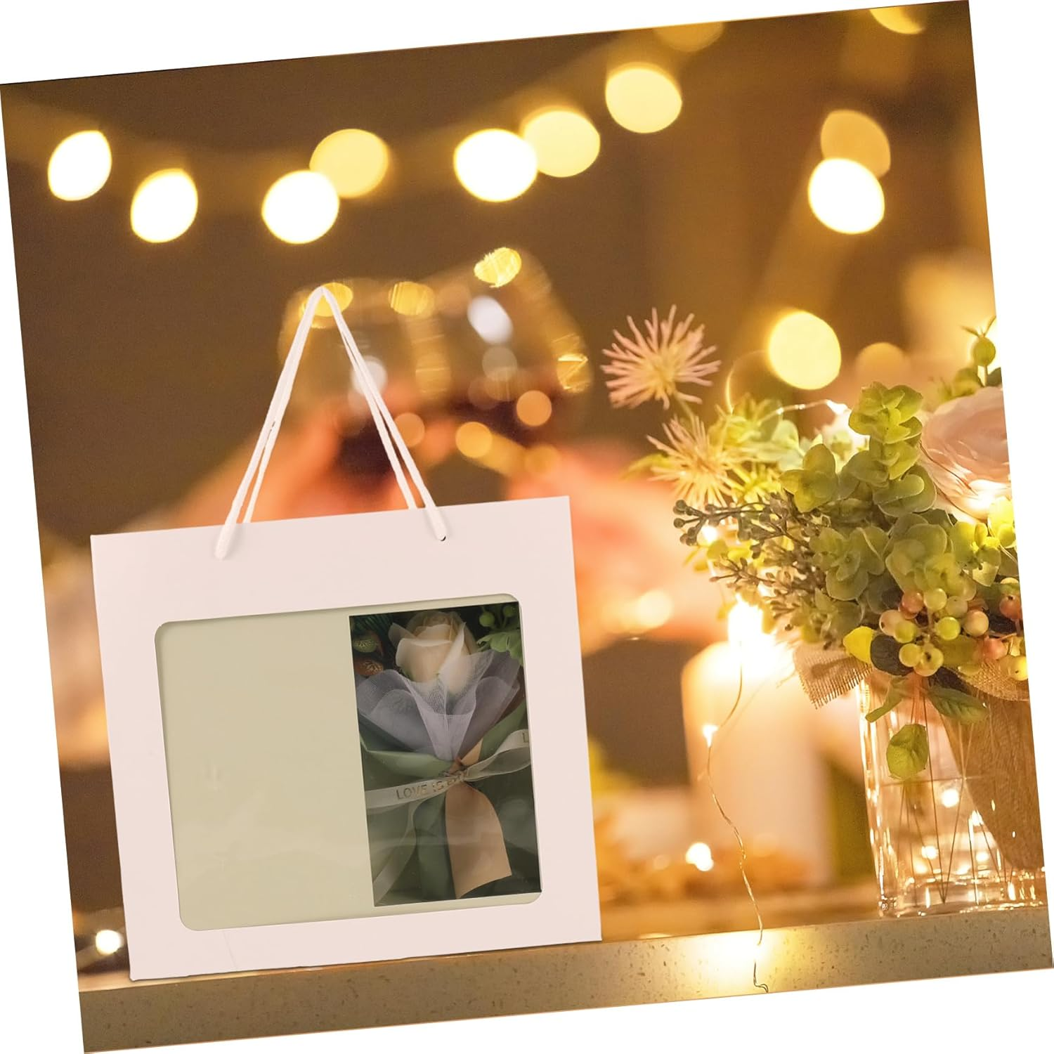 Healvian 1Set Artificial Soap Flower Box for Women Romantic Soap Bouquet Aromatherapy Present Set Box of Hearts for Engagement Couples image number 3