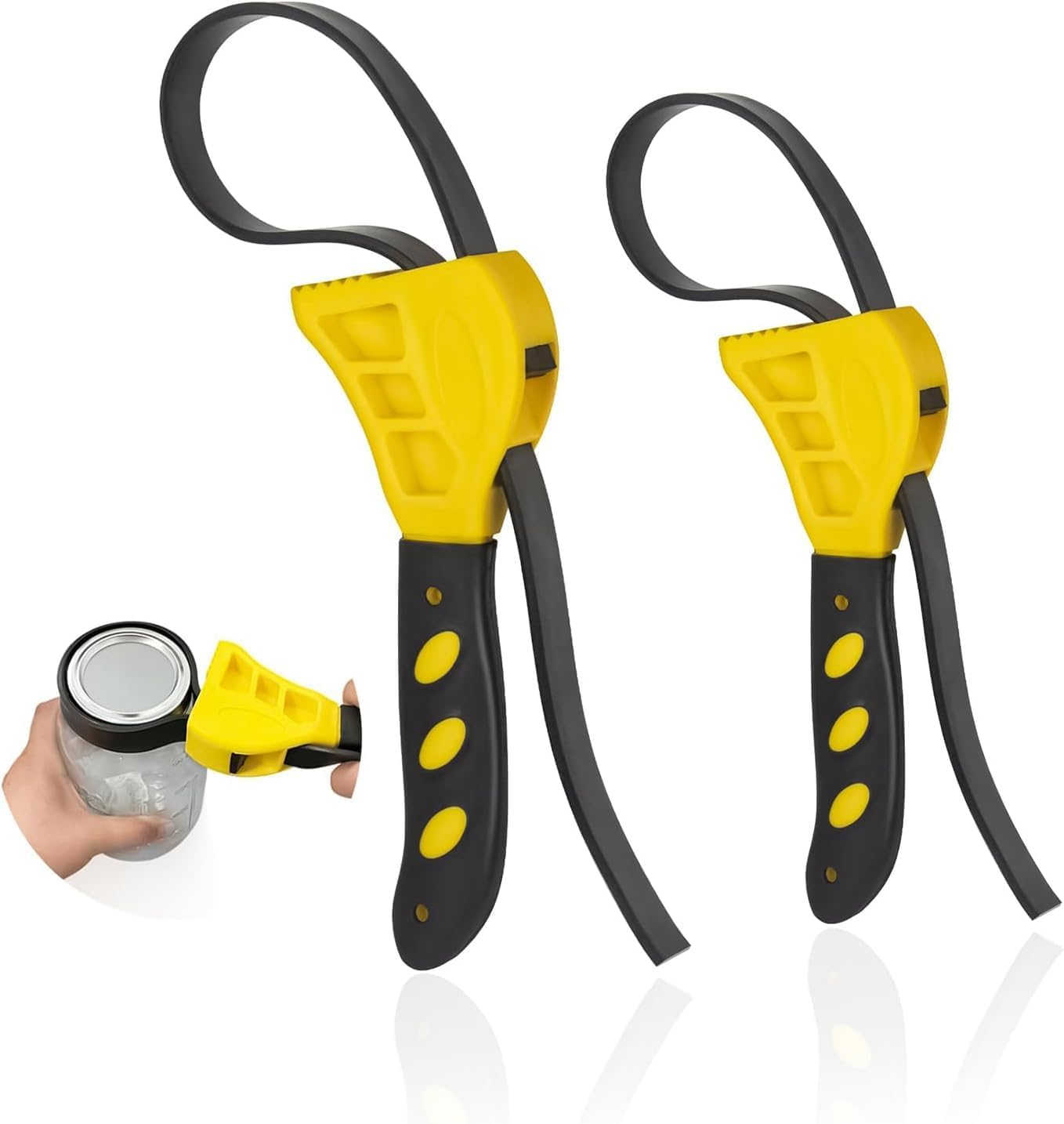 Funcyboo Strap Wrench, 2 Pcs Rubber Strap Adjustable Wrench Set Oil Filter Pipe Jar Opener Belt Wrench for Mechanics Plumbers Car Repair Tool image number 6