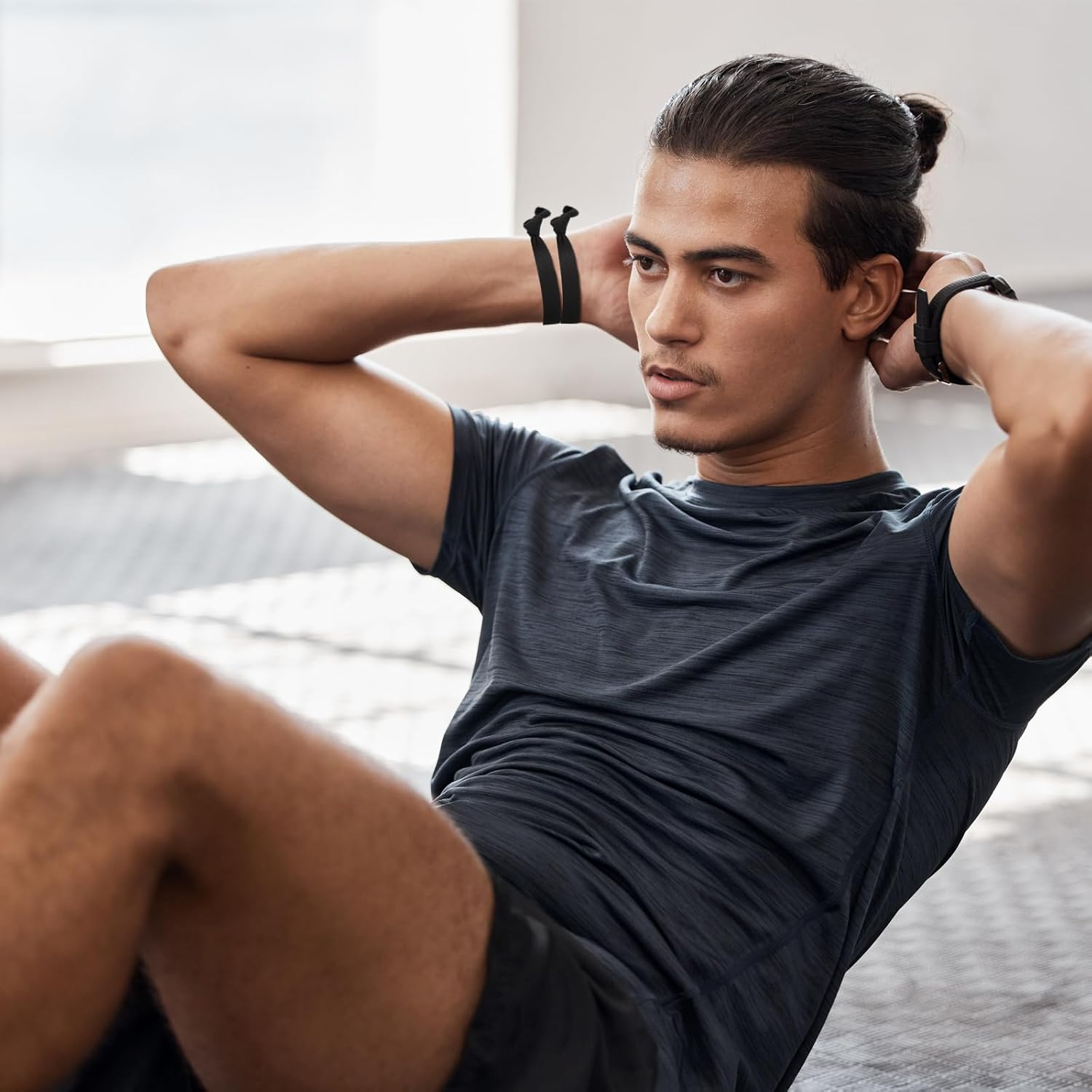 Teaaha Men'S Hair Bobbles Pack of 20 Black Knotted Hair Band Men, No Damage to Hair Band, Men, Curly Thick Elastic Sports Hairband, Men, No Wrinkles, Perfect Hair Band Men image number 5