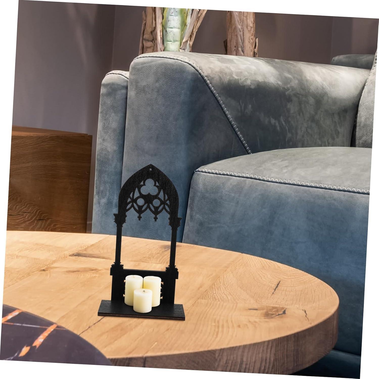 Gothic Candle Holder Set Vintage Pillar Candle Stands for Table Centerpiece Home Decor Church Bar Restaurant Ambiance image number 5