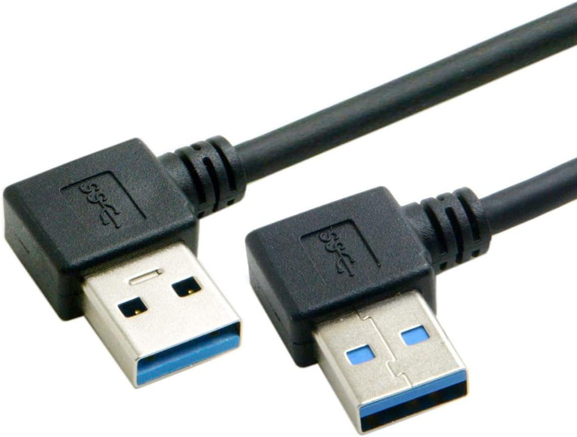 CY 20Cm USB 3.0 Type a 90 Degree Right Angled to Right Angled Data Cable for Hard Drive Computer