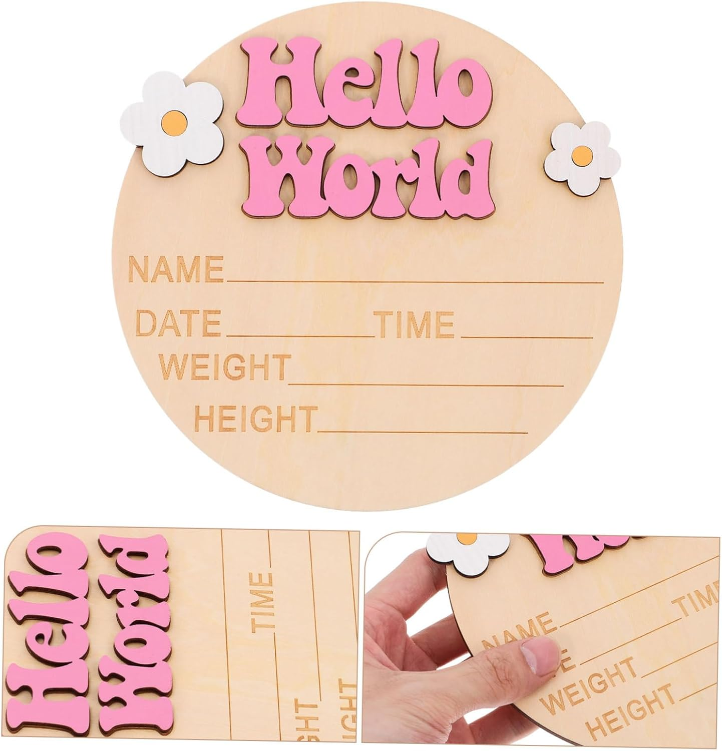 Growth Commemorative Card Name Sign Birth Announcement Sign for Newborn Party Nursery Decoration image number 3