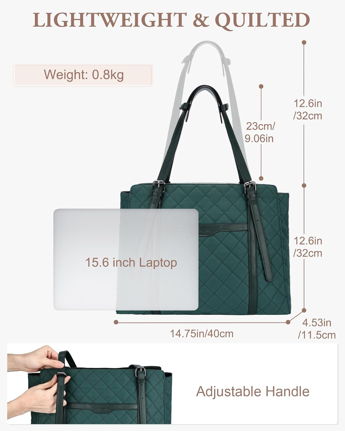 Quilted Laptop Bag for Women,Vaschy Puffer Work Tote Bag Office Briefcase Handbag Shoulder Bag for Business,Travel,College, Fits 15.6In Laptop