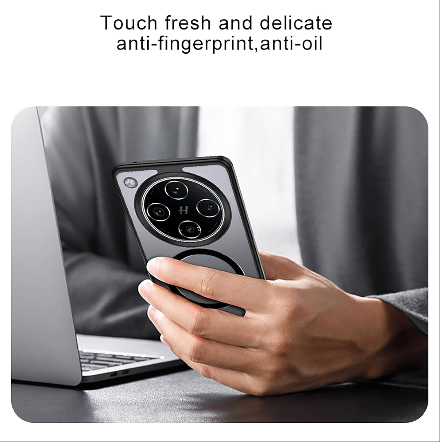 GIOPUEY Magnetic Mobile Phone Case for Oppo Find X8 Case, Case Compatible with Magsafe, Matte PC Back + TPU Bumper Shockproof Protective Case - Black image number 5