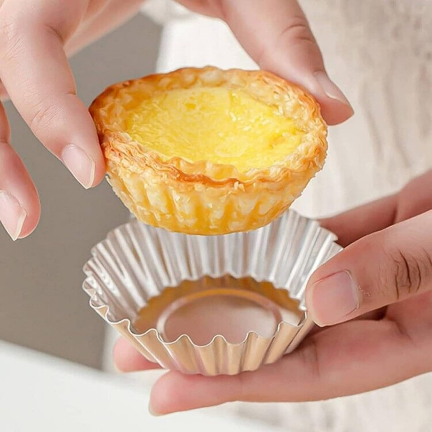 30 Pcs Egg Tart Molds,Stainless Steel Egg Tart Mold Non Stick Tart Pans for Baking Cupcake Muffin Mold Baking Cups Baking Tool image number 2