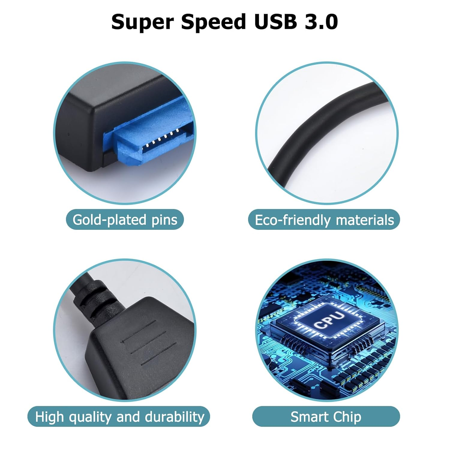 2 In1 SATA III to USB 3.0 Adapter Cable, USB-C/USB-A 3.0 to SATA Converter Compatible with 2.5 Inch HDD and SSD, Supports UASP High-Speed Transfer