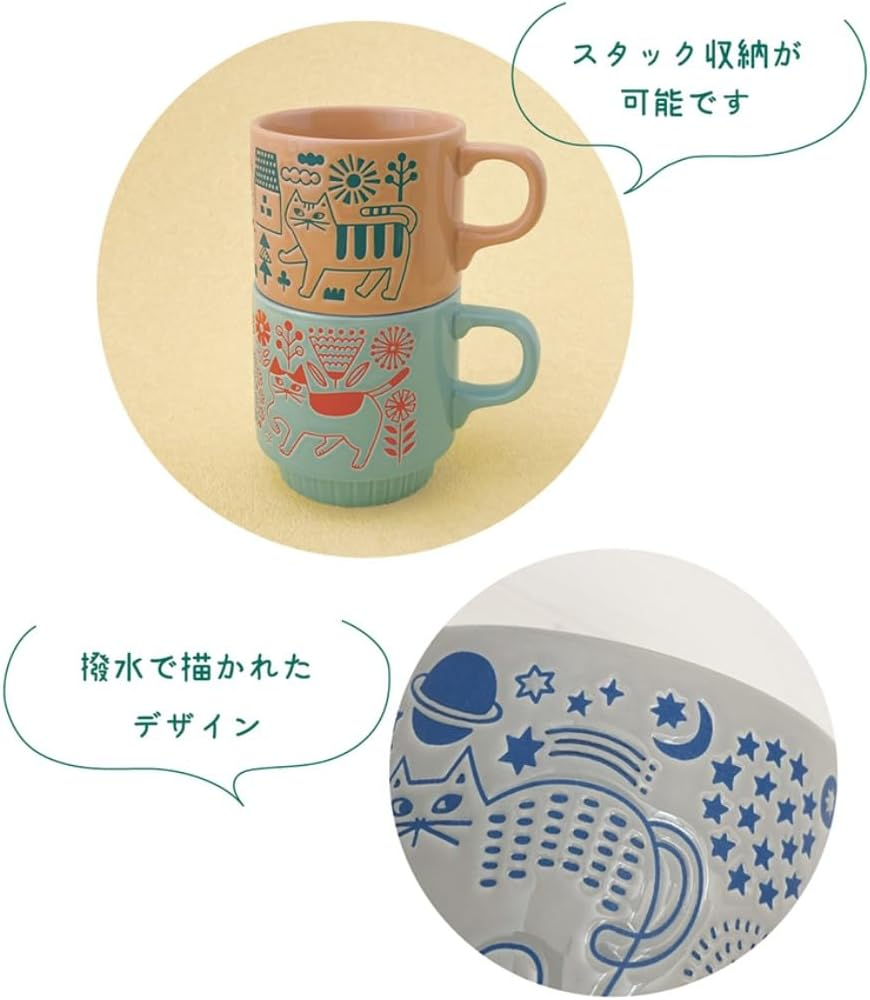 Decore Corporation Osanpo Mug, Flower Garden, Size (W X D X H): Approx. 3.4 X 4.8 X 3.4 Inches (8.8 X 12.2 X 8.8 Cm), MG-47881 - Blue image number 5