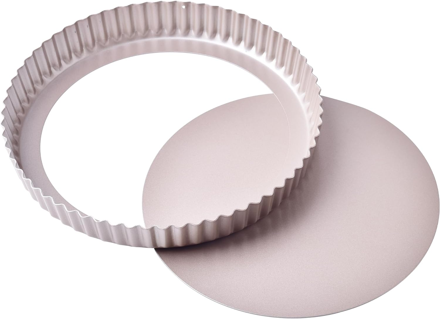 Round Tart Pan with Loose Removable Bottom 25.5Cm, Non-Stick 11-Inch Carbon Steel Quiche Pan for Oven Baking (Champagne Gold) image number 6