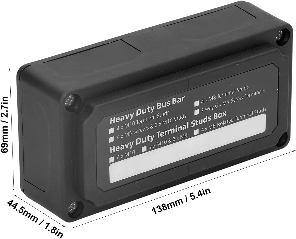 300A 48V Bus Bar, Positive & Negative Power Distribution Block with 4 X M8 Terminal Studs & Cover, Heavy Duty Battery Terminal Block for Marine, Automotive, RV, Boat, Car, Truck (Black) image number 6