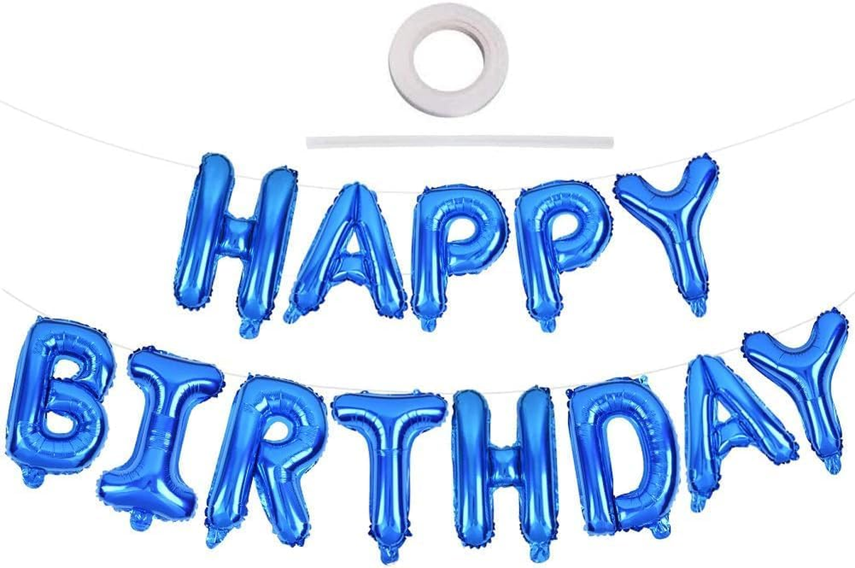 Dark Blue Happy Birthday Balloons Banner,16 Inch Mylar Foil Letters Sign,Reusable Balloons for Women, Men, Boys & Girls Birthday Decorations Party Supplies