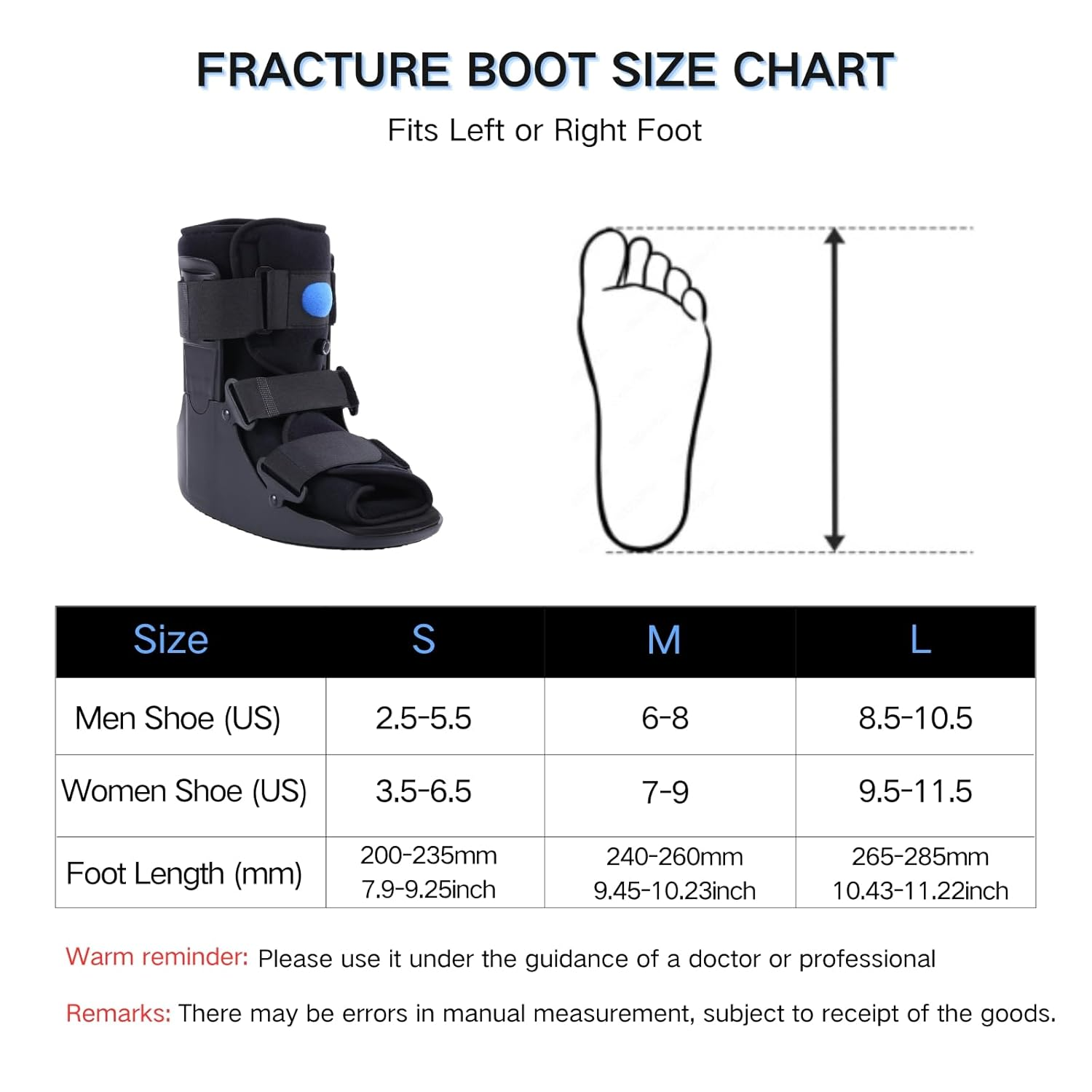 Air Cam Walker Fracture Boot, Orthopedic Walking Boot for Broken Foot, Sprains & Achilles Injuries, Lightweight Medical Inflatable Foot Support for Post-Surgery Recovery & Mobilit (M) image number 6